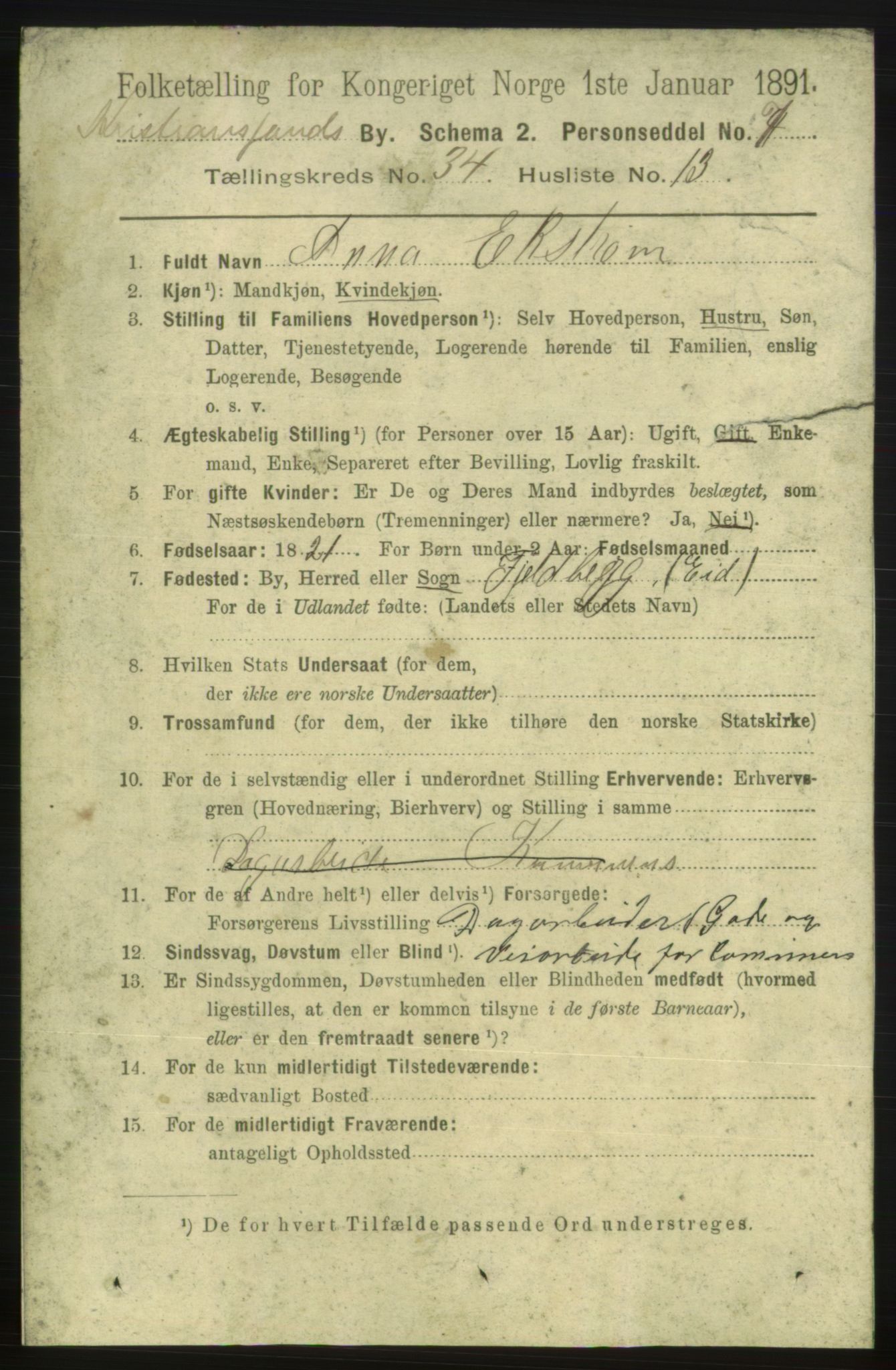 RA, Folketelling 1891 for 1001 Kristiansand kjøpstad, 1891, s. 10950
