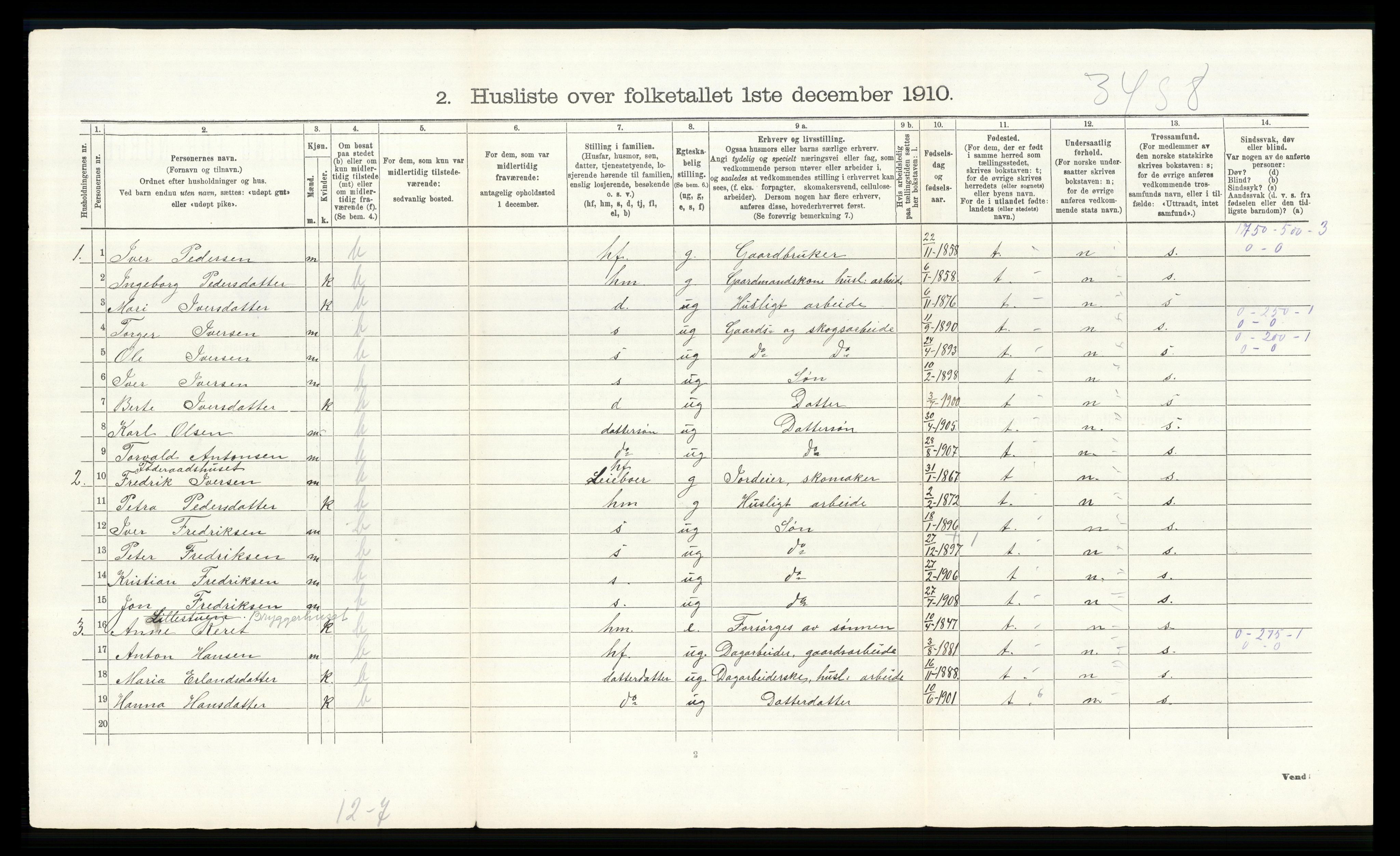 RA, Folketelling 1910 for 0518 Nord-Fron herred, 1910, s. 53