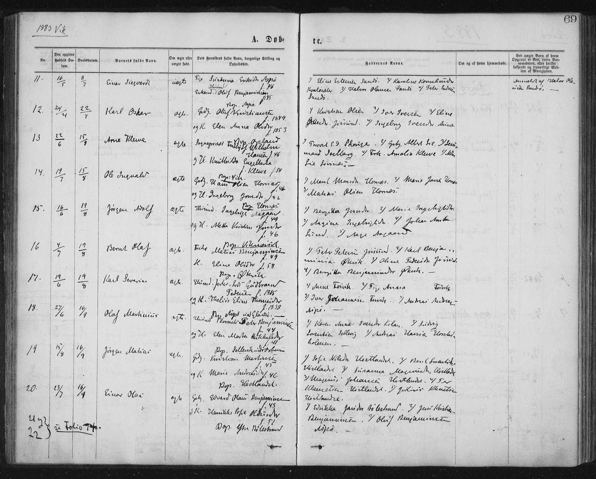 Ministerialprotokoller, klokkerbøker og fødselsregistre - Nord-Trøndelag, SAT/A-1458/771/L0596: Ministerialbok nr. 771A03, 1870-1884, s. 69