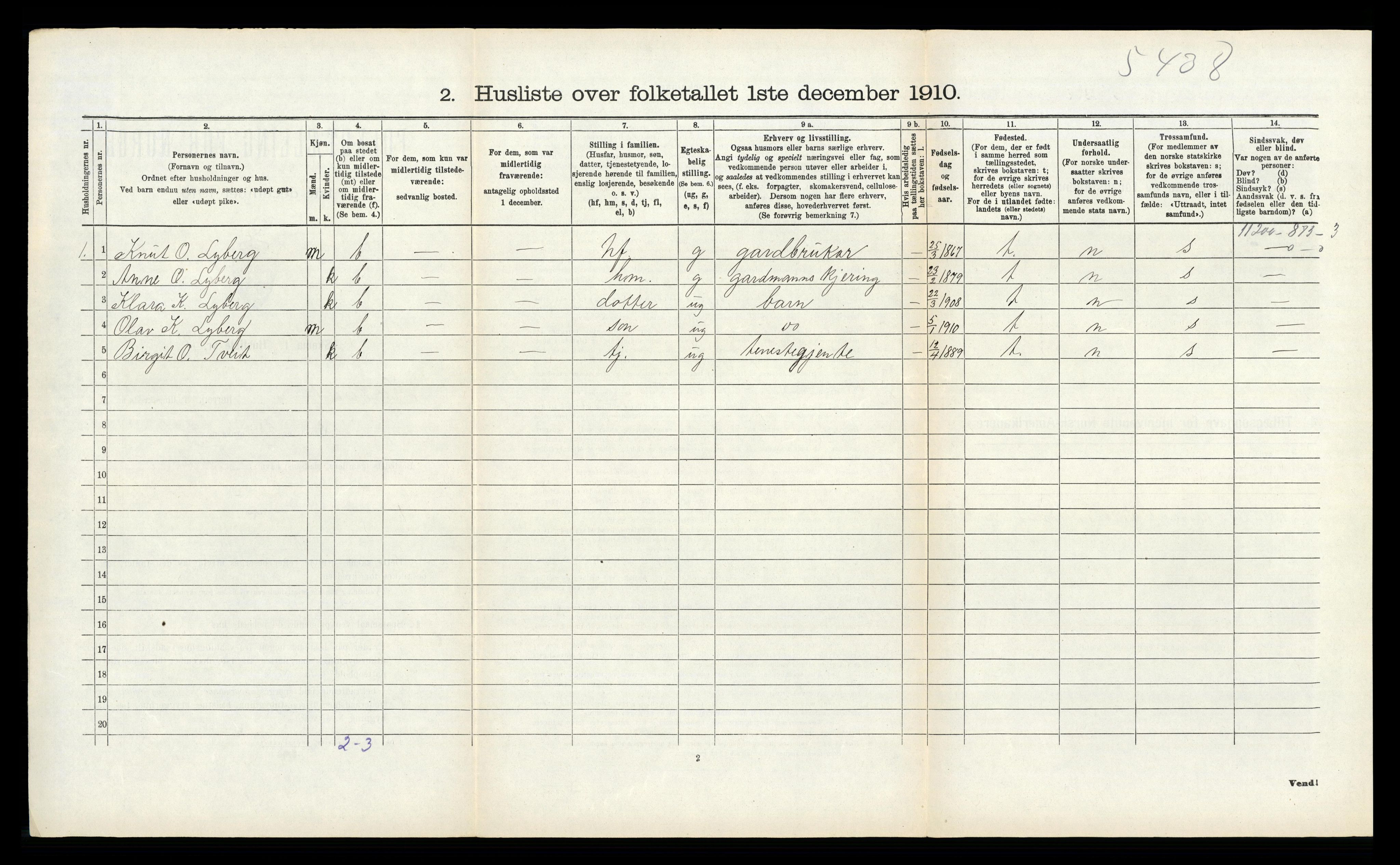 RA, Folketelling 1910 for 0829 Kviteseid herred, 1910, s. 873