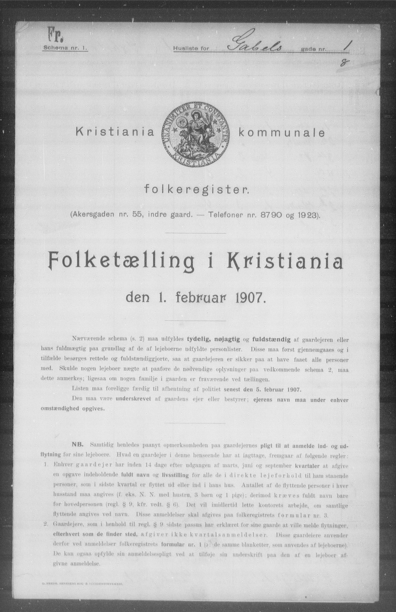 OBA, Kommunal folketelling 1.2.1907 for Kristiania kjøpstad, 1907, s. 14479
