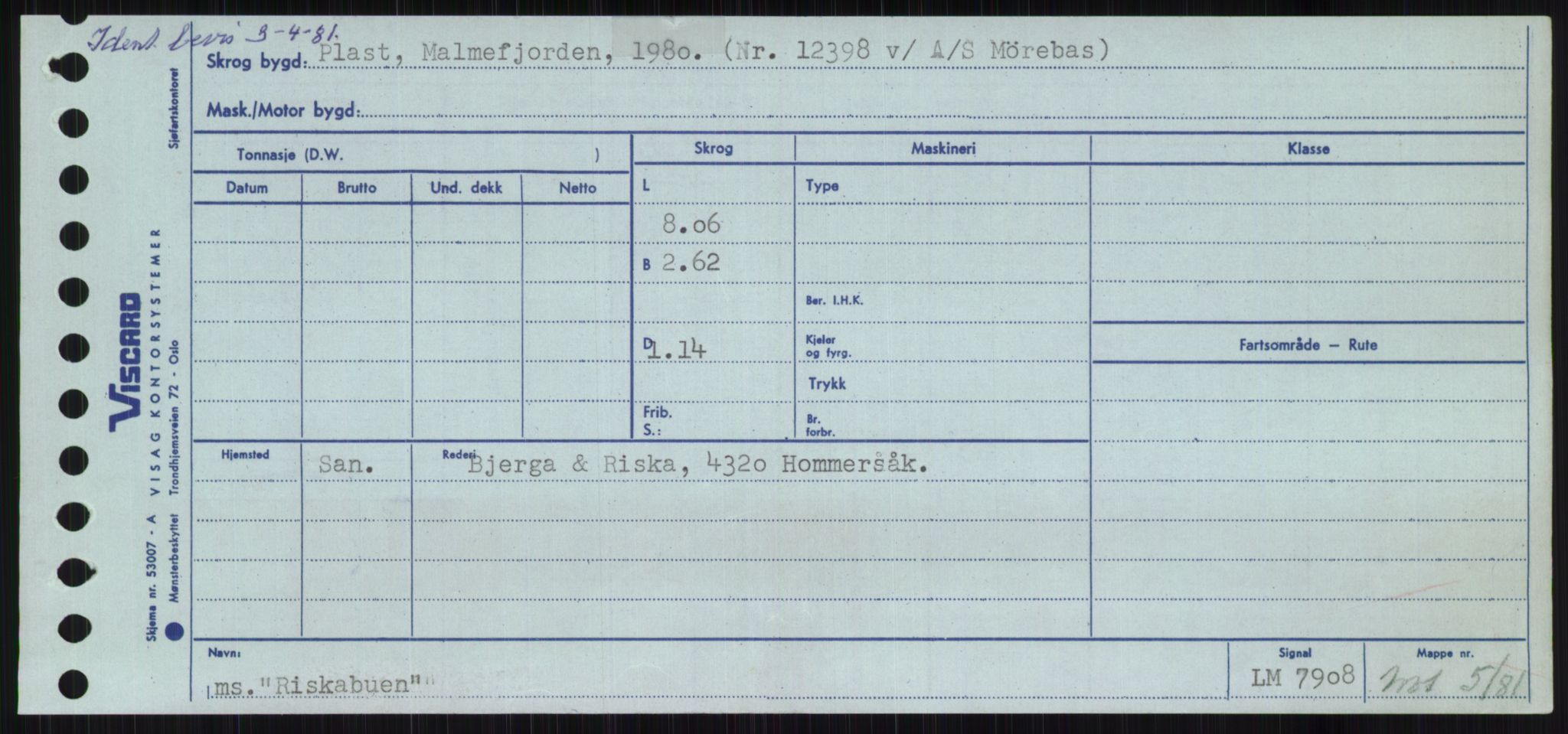 Sjøfartsdirektoratet med forløpere, Skipsmålingen, AV/RA-S-1627/H/Ha/L0004/0002: Fartøy, Mas-R / Fartøy, Odin-R, s. 729