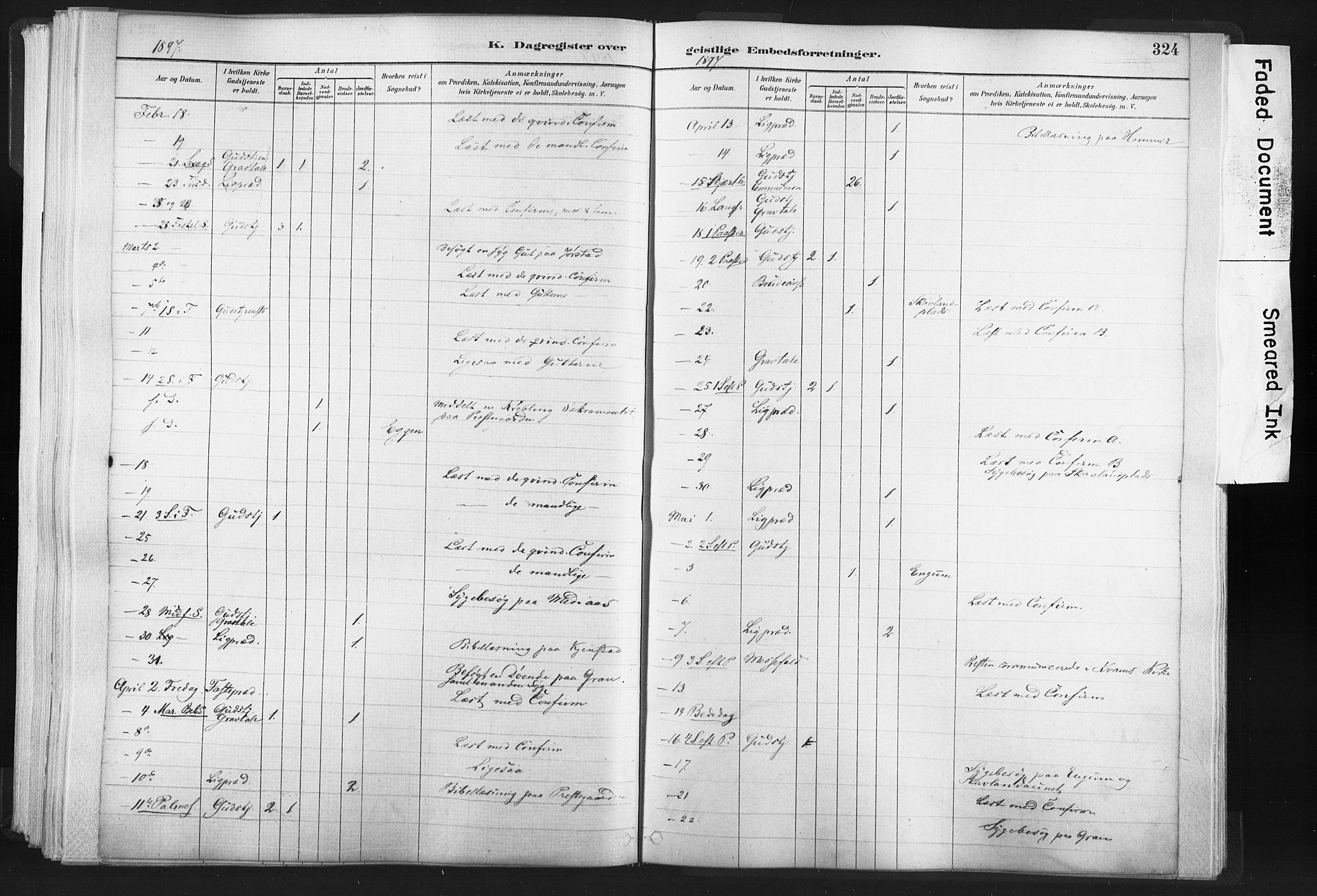 Ministerialprotokoller, klokkerbøker og fødselsregistre - Nord-Trøndelag, SAT/A-1458/749/L0474: Ministerialbok nr. 749A08, 1887-1903, s. 324