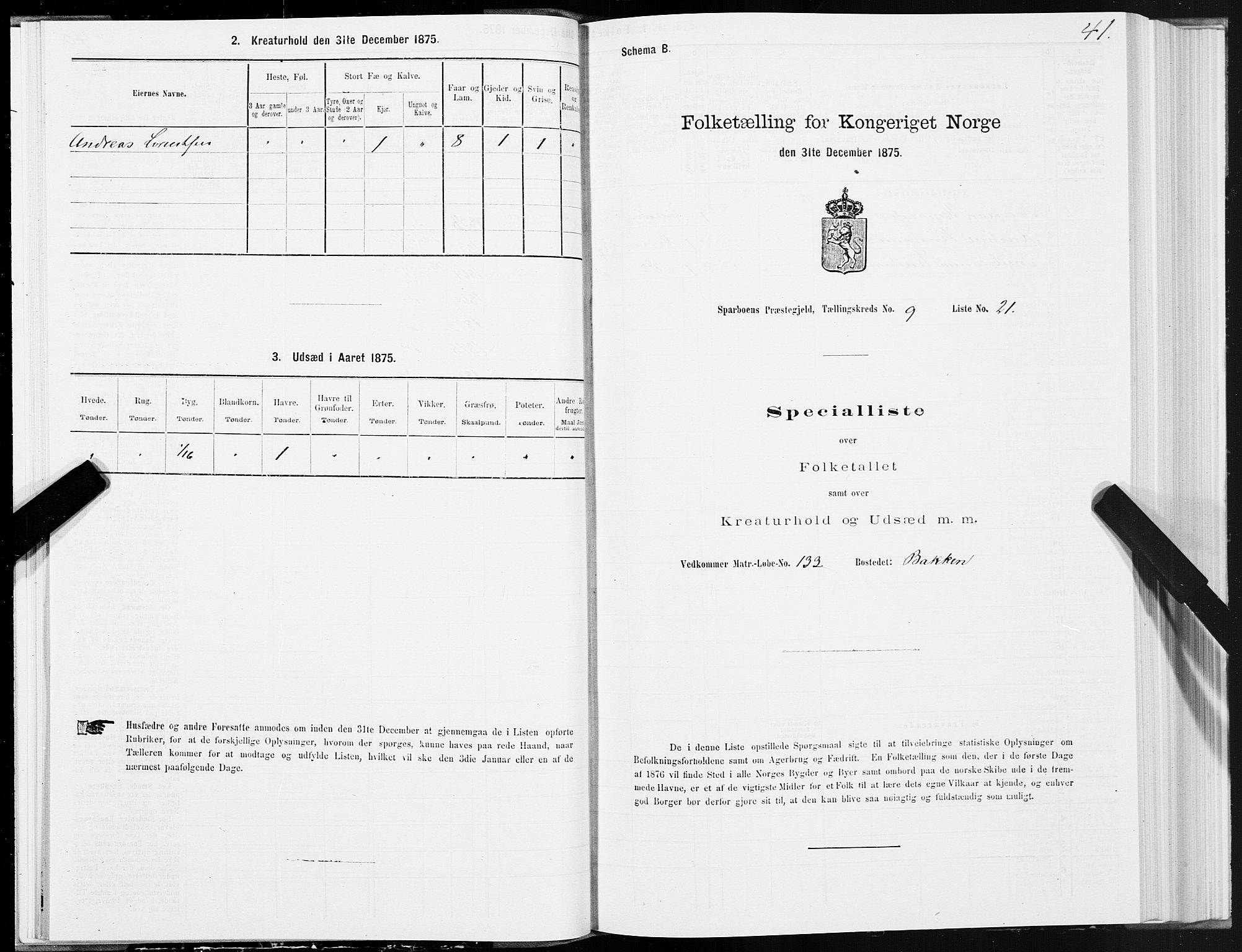 SAT, Folketelling 1875 for 1731P Sparbu prestegjeld, 1875, s. 4041