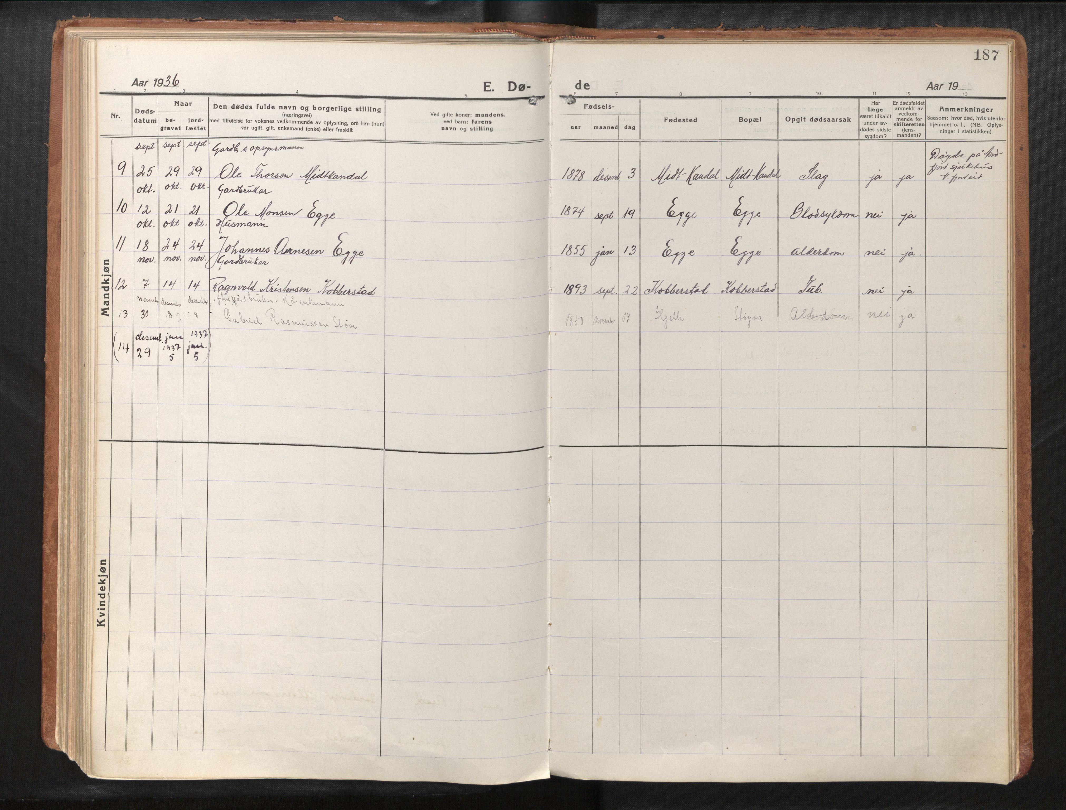 Gloppen sokneprestembete, AV/SAB-A-80101/H/Haa/Haac/L0004: Ministerialbok nr. C 4, 1921-1949, s. 187