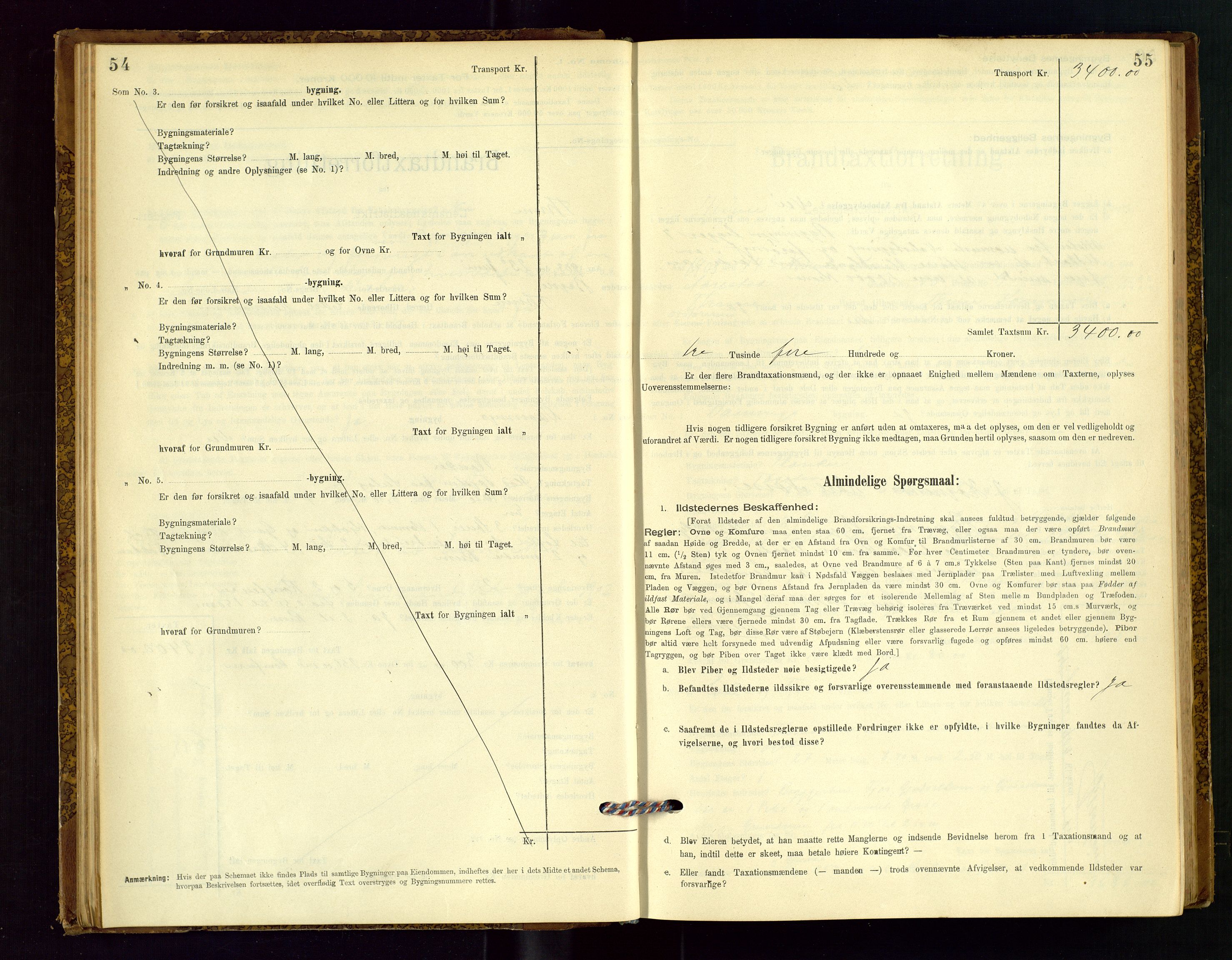 Time lensmannskontor, SAST/A-100420/Gob/L0001: Branntakstprotokoll, 1896-1914, s. 54-55