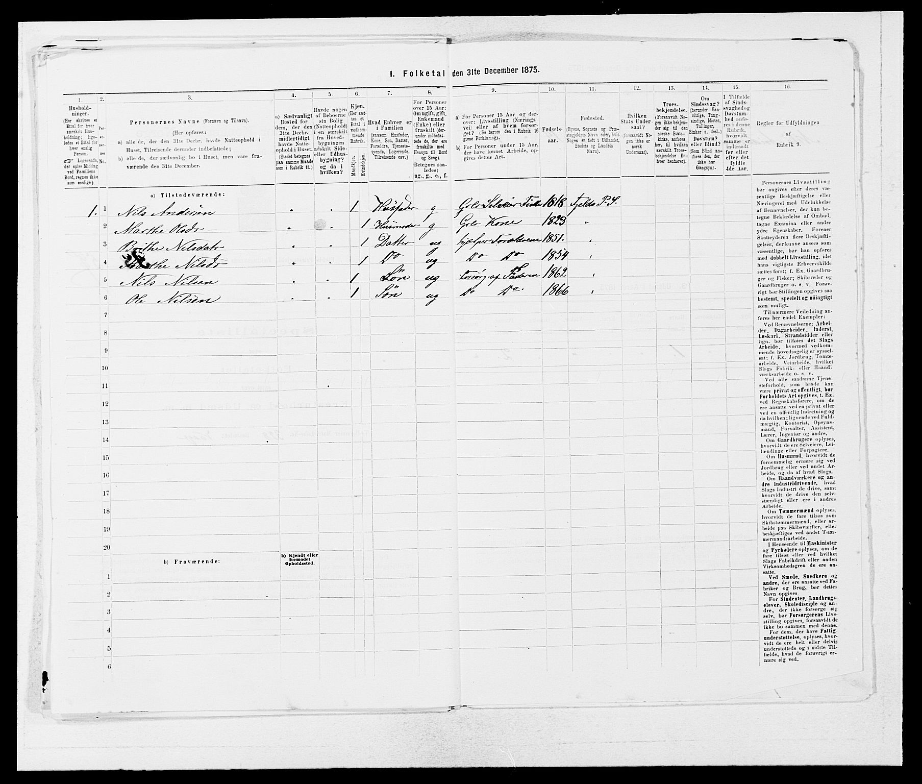 SAB, Folketelling 1875 for 1246P Fjell prestegjeld, 1875, s. 719