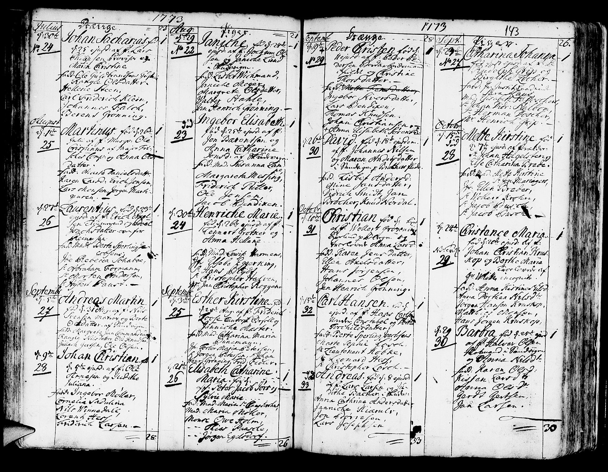 Korskirken sokneprestembete, AV/SAB-A-76101/H/Haa/L0005: Ministerialbok nr. A 5, 1751-1789, s. 143