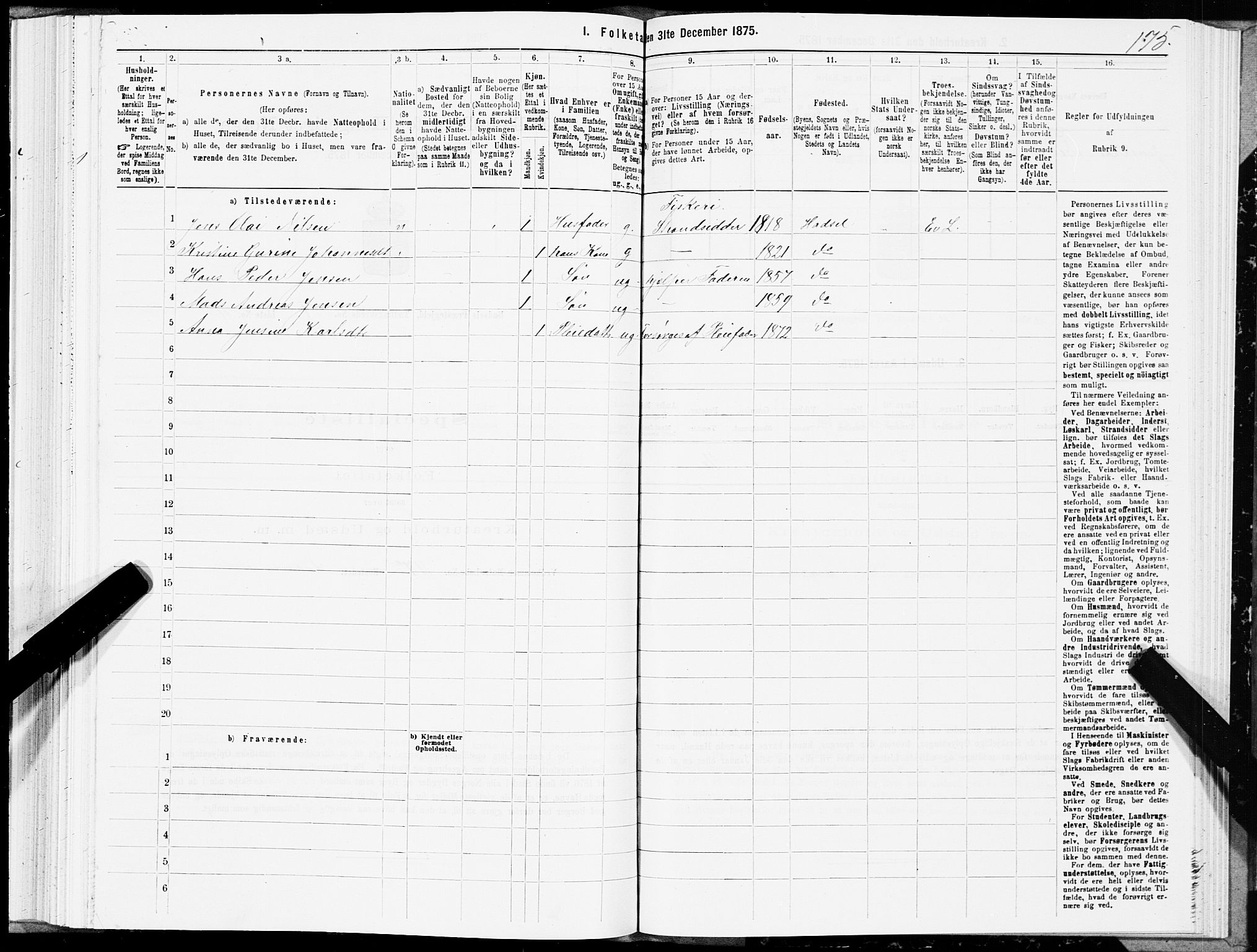 SAT, Folketelling 1875 for 1866P Hadsel prestegjeld, 1875, s. 2175