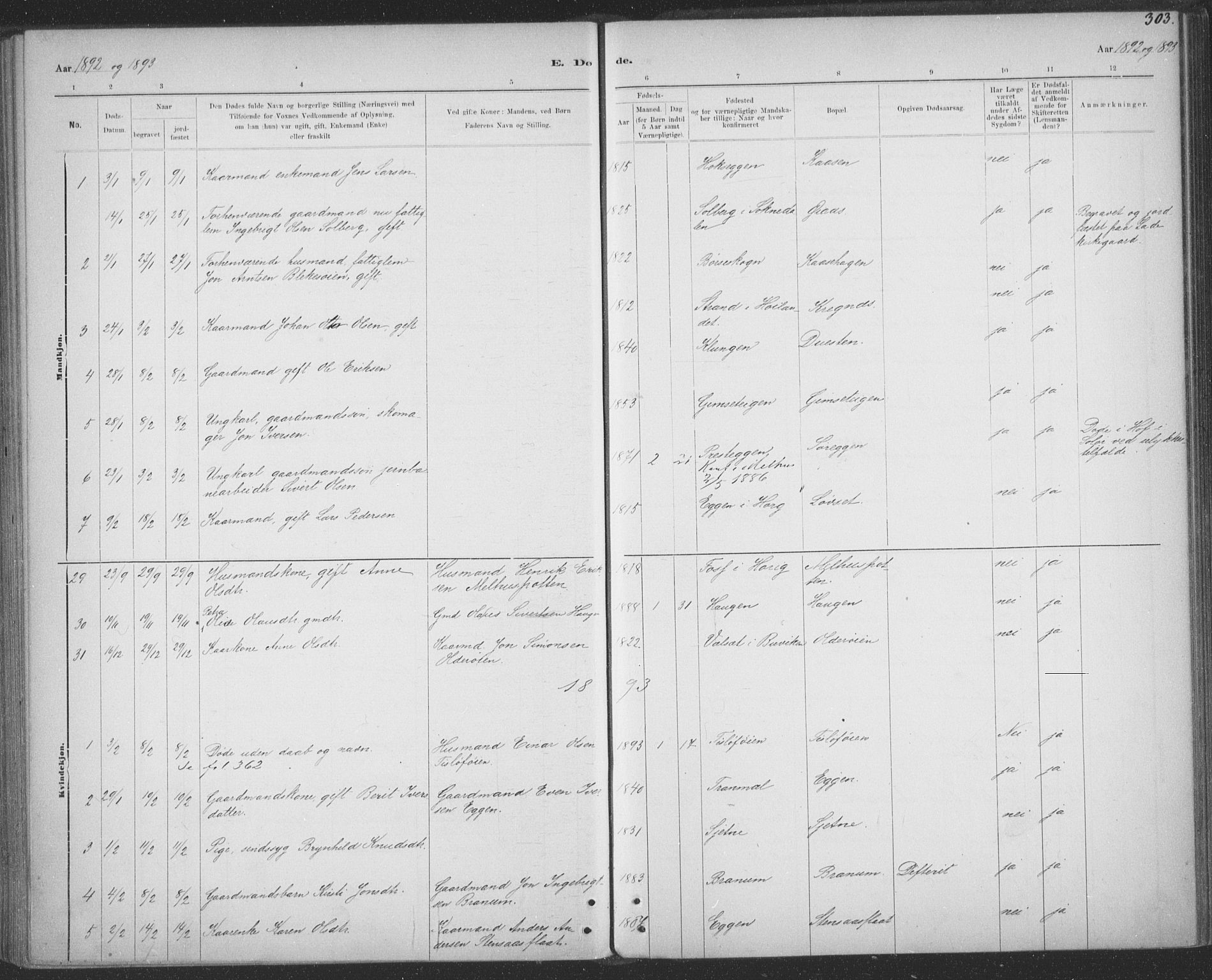 Ministerialprotokoller, klokkerbøker og fødselsregistre - Sør-Trøndelag, SAT/A-1456/691/L1085: Ministerialbok nr. 691A17, 1887-1908, s. 303