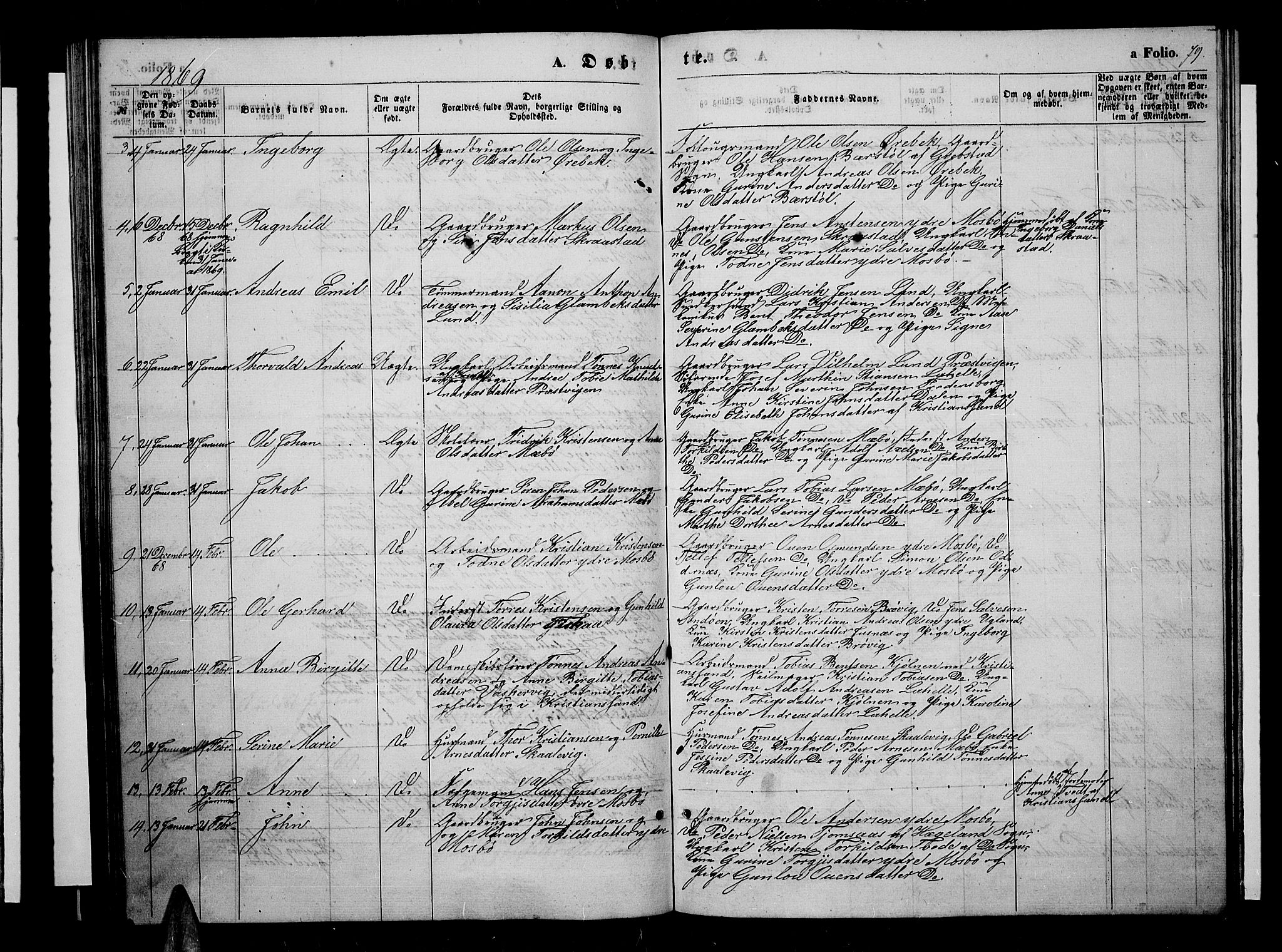Oddernes sokneprestkontor, AV/SAK-1111-0033/F/Fb/Fba/L0006: Klokkerbok nr. B 6 /1, 1860-1869, s. 79