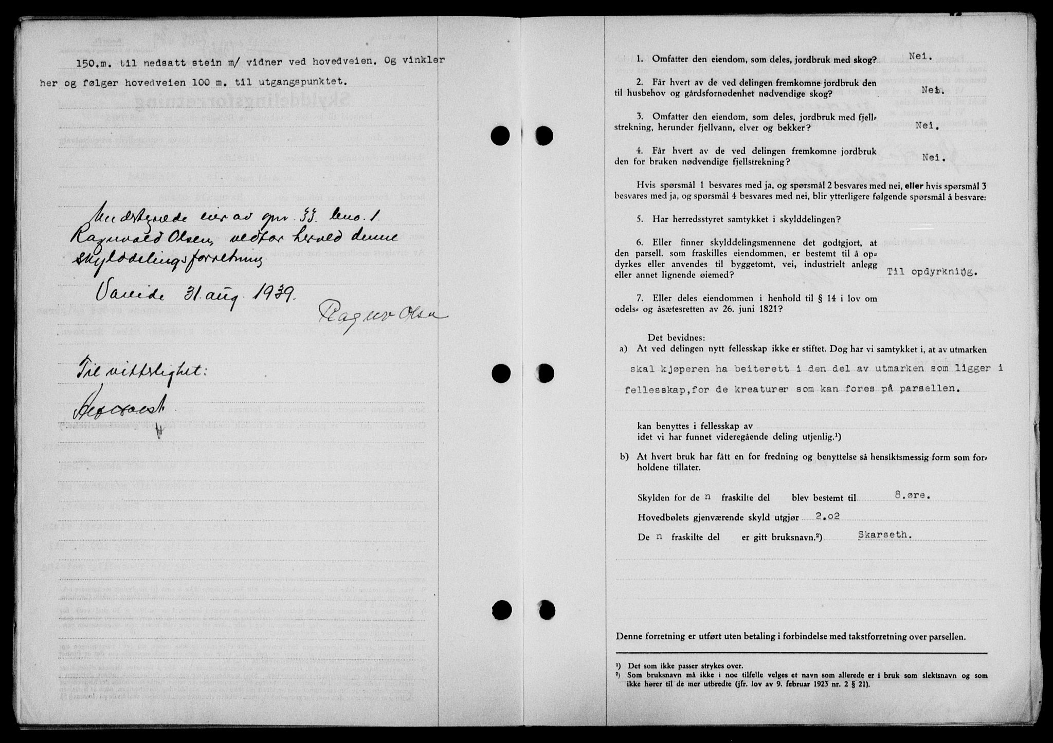 Lofoten sorenskriveri, SAT/A-0017/1/2/2C/L0006a: Pantebok nr. 6a, 1939-1939, Dagboknr: 2108/1939