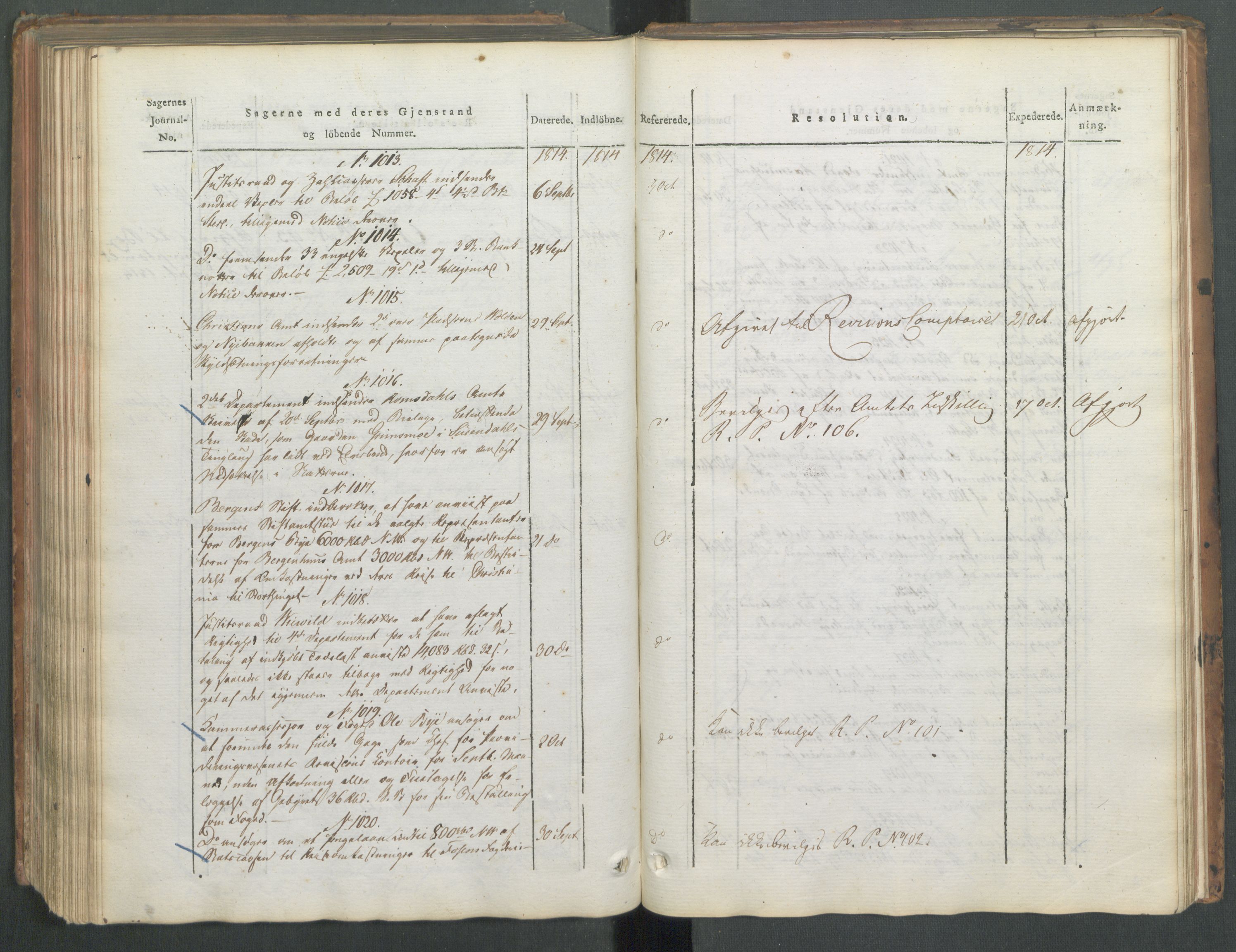 Departementene i 1814, RA/S-3899/Fa/L0008: 1. byrå - Journal B, 1814, s. 196