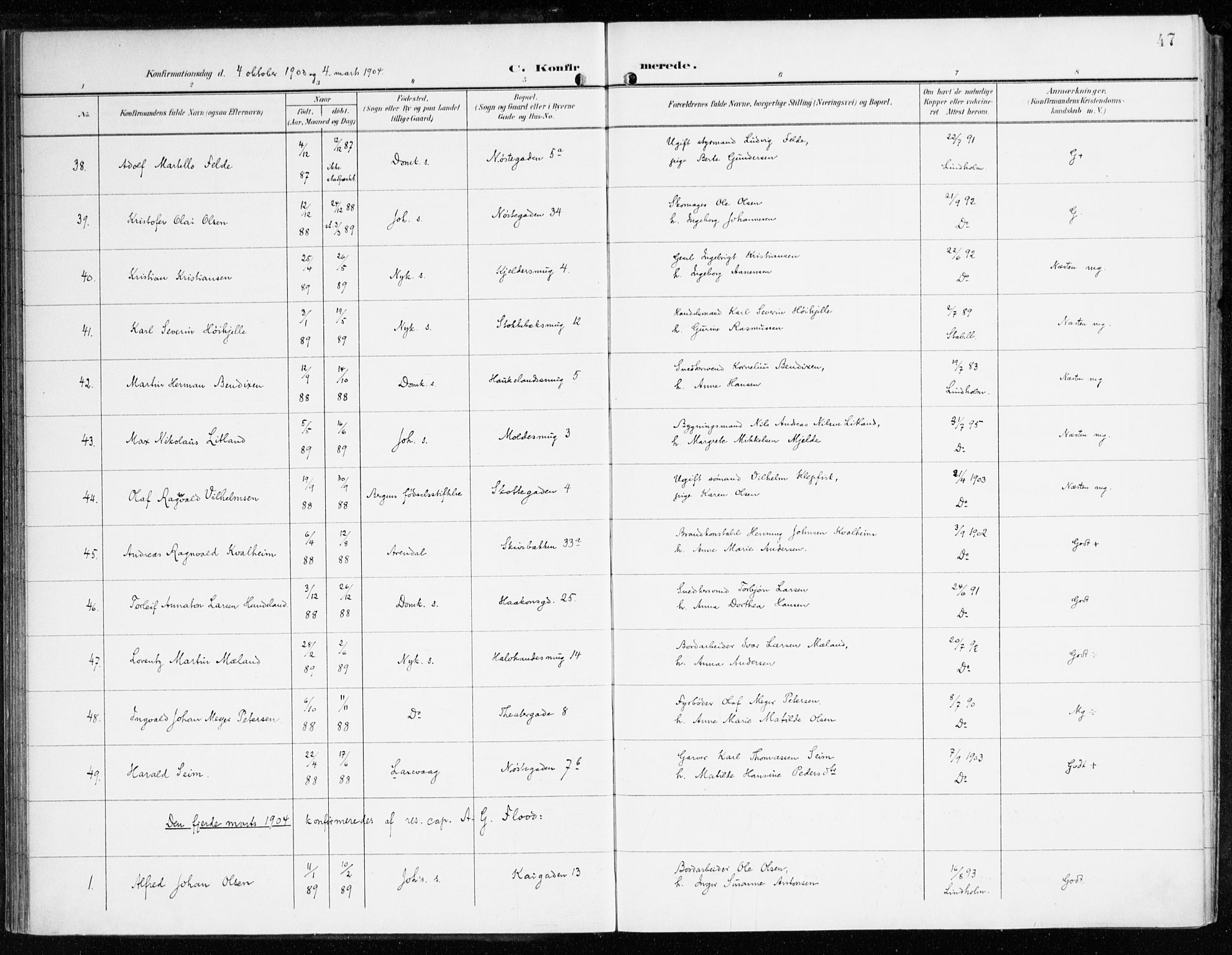 Domkirken sokneprestembete, AV/SAB-A-74801/H/Haa/L0031: Ministerialbok nr. C 6, 1898-1915, s. 47
