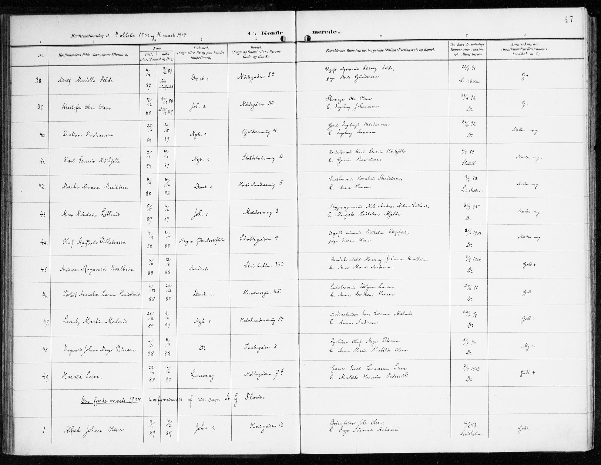 Domkirken sokneprestembete, SAB/A-74801/H/Haa/L0031: Ministerialbok nr. C 6, 1898-1915, s. 47