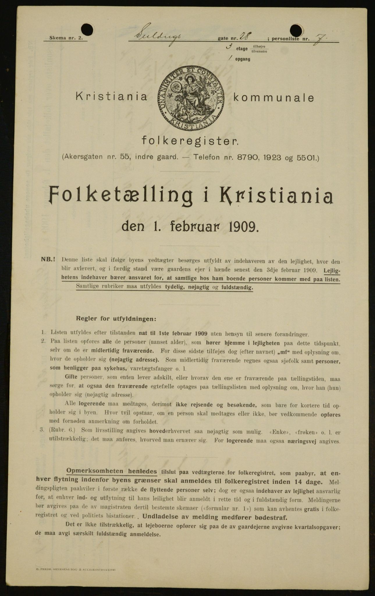 OBA, Kommunal folketelling 1.2.1909 for Kristiania kjøpstad, 1909, s. 85860