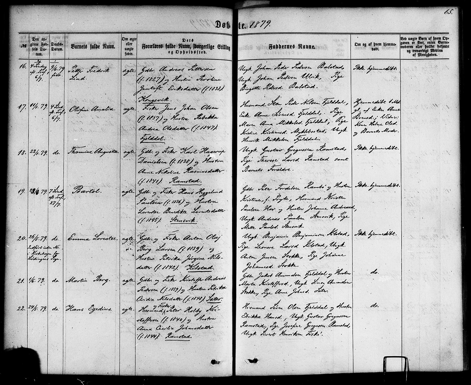 Ministerialprotokoller, klokkerbøker og fødselsregistre - Nordland, AV/SAT-A-1459/865/L0923: Ministerialbok nr. 865A01, 1864-1884, s. 65