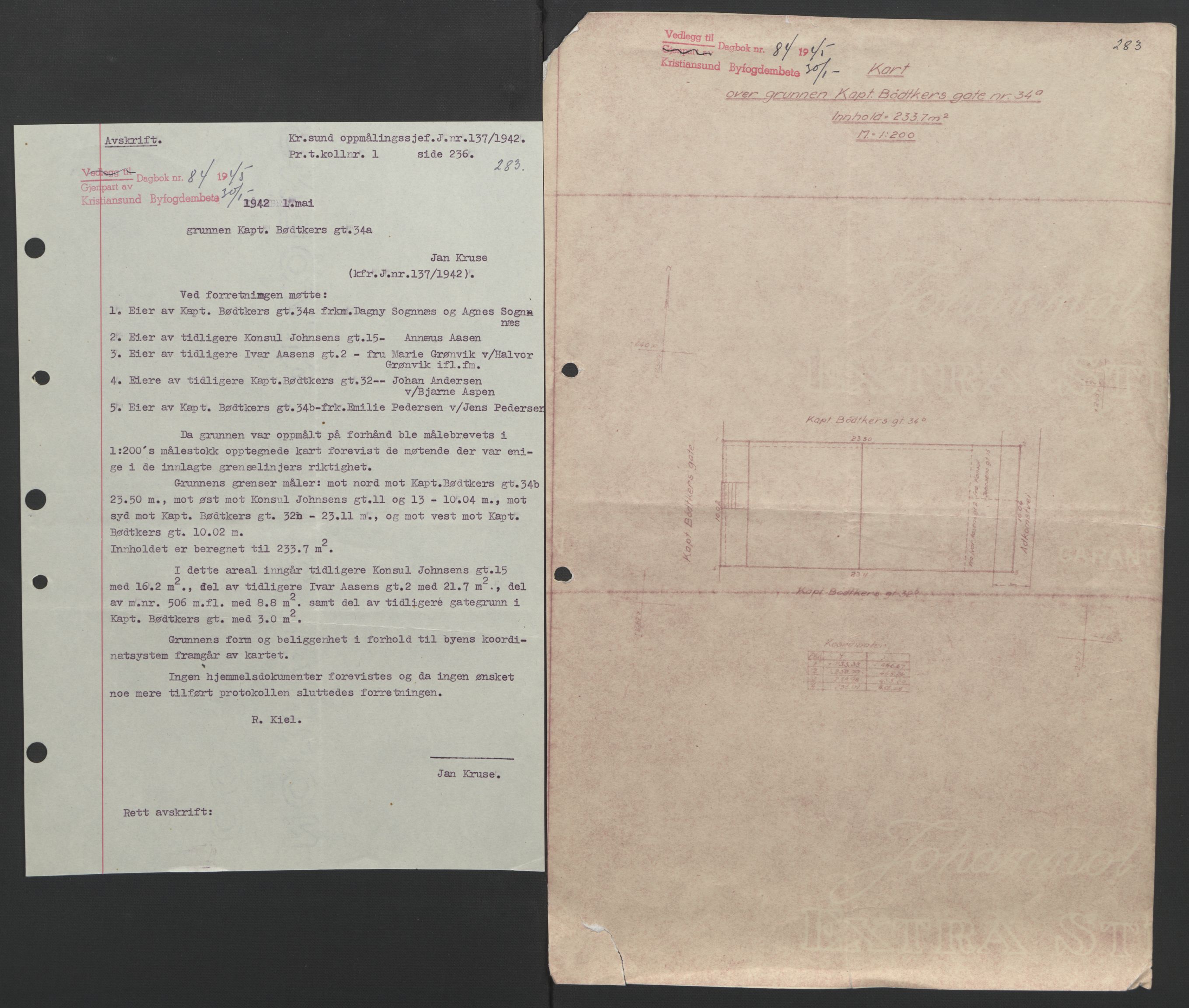 Kristiansund byfogd, AV/SAT-A-4587/A/27: Pantebok nr. 37, 1942-1945, Dagboknr: 84/1945