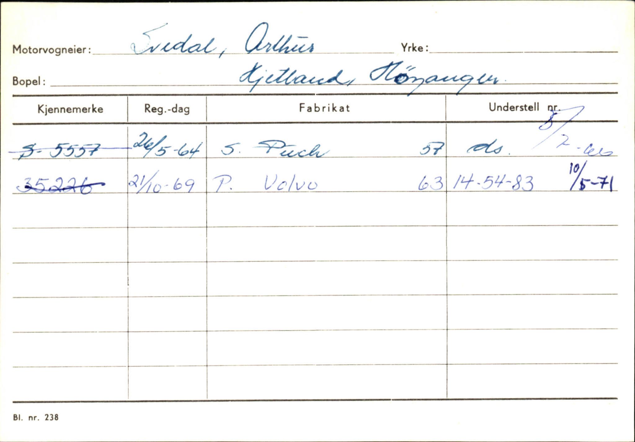 Statens vegvesen, Sogn og Fjordane vegkontor, SAB/A-5301/4/F/L0131: Eigarregister Høyanger P-Å. Stryn S-Å, 1945-1975, s. 454