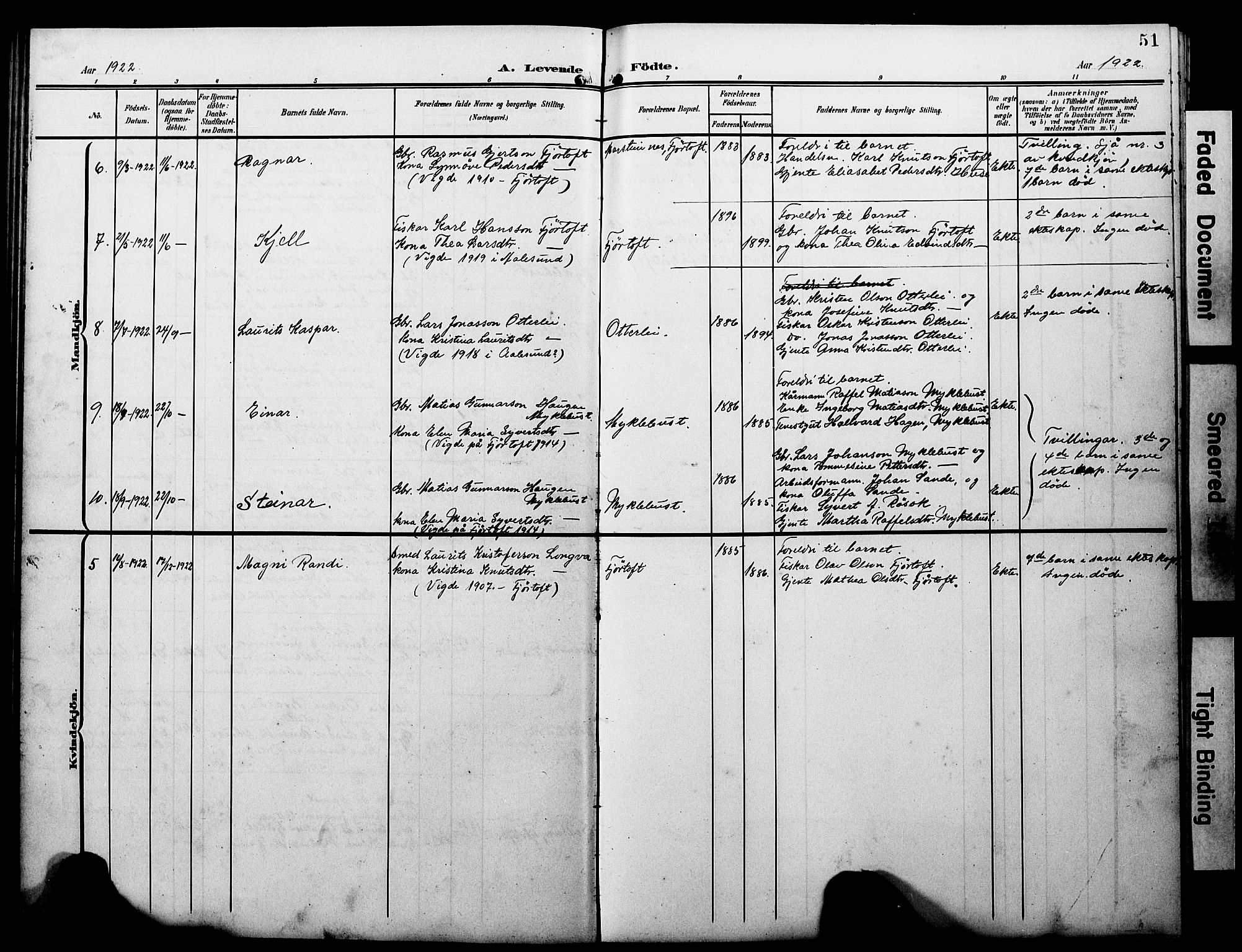 Ministerialprotokoller, klokkerbøker og fødselsregistre - Møre og Romsdal, AV/SAT-A-1454/538/L0524: Klokkerbok nr. 538C02, 1901-1931, s. 51