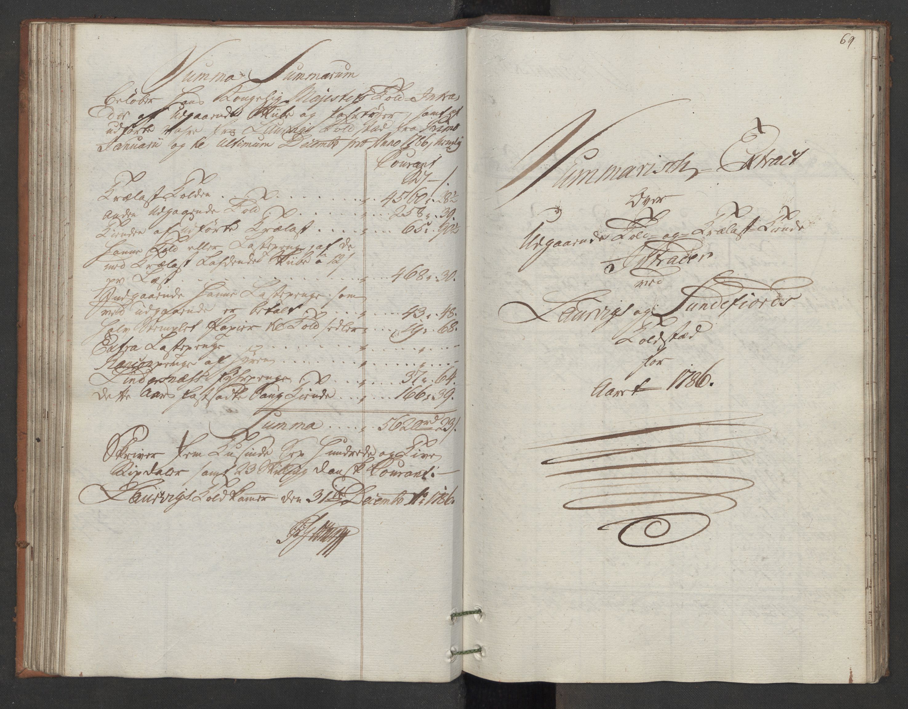 Generaltollkammeret, tollregnskaper, AV/RA-EA-5490/R11/L0087/0001: Tollregnskaper Larvik og Sandefjord / Utgående hovedtollbok, 1786, s. 68b-69a