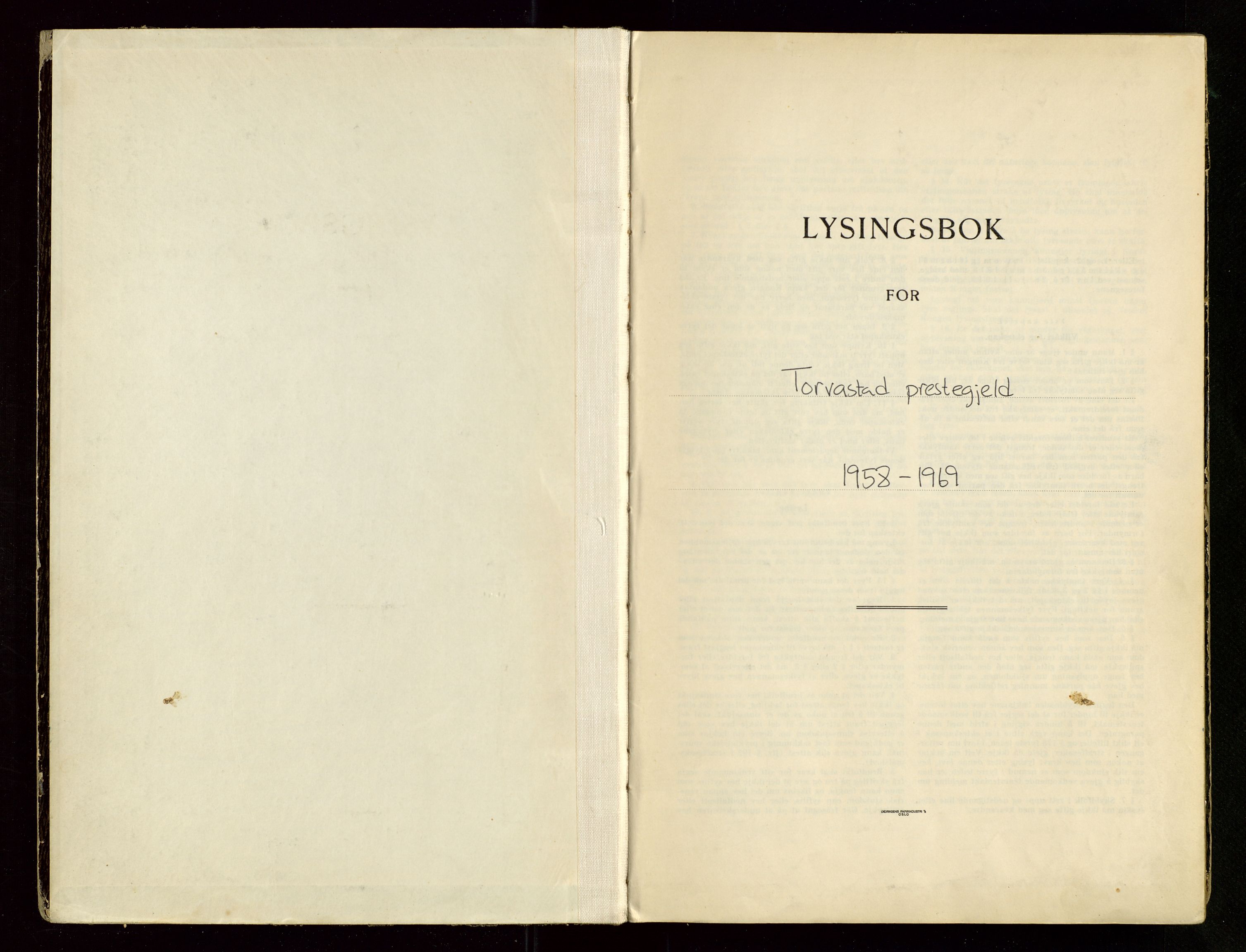 Torvastad sokneprestkontor, AV/SAST-A -101857/I/Ie/L0005: Lysningsprotokoll nr. 5, 1958-1969