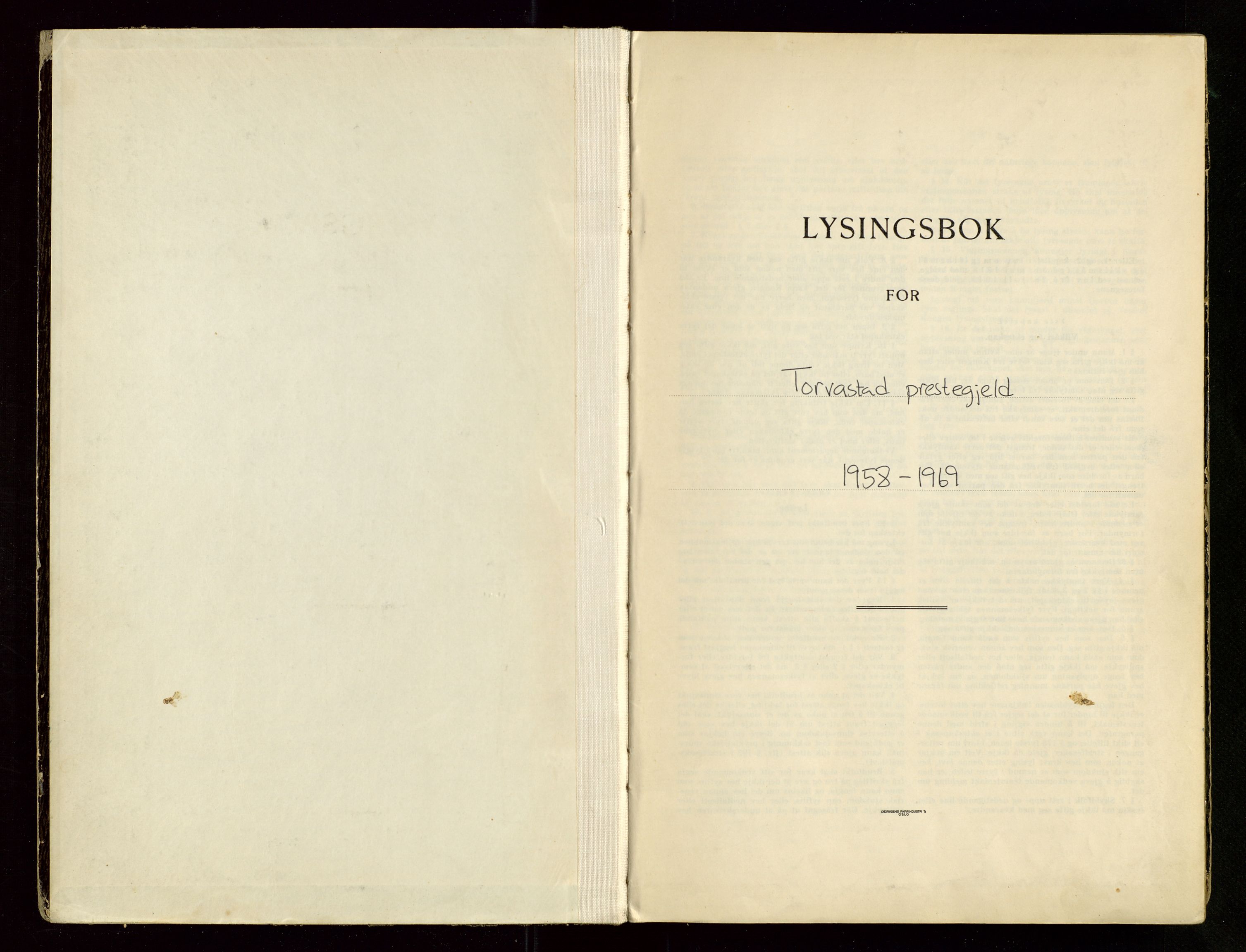 Torvastad sokneprestkontor, SAST/A -101857/I/Ie/L0005: Lysningsprotokoll nr. 5, 1958-1969