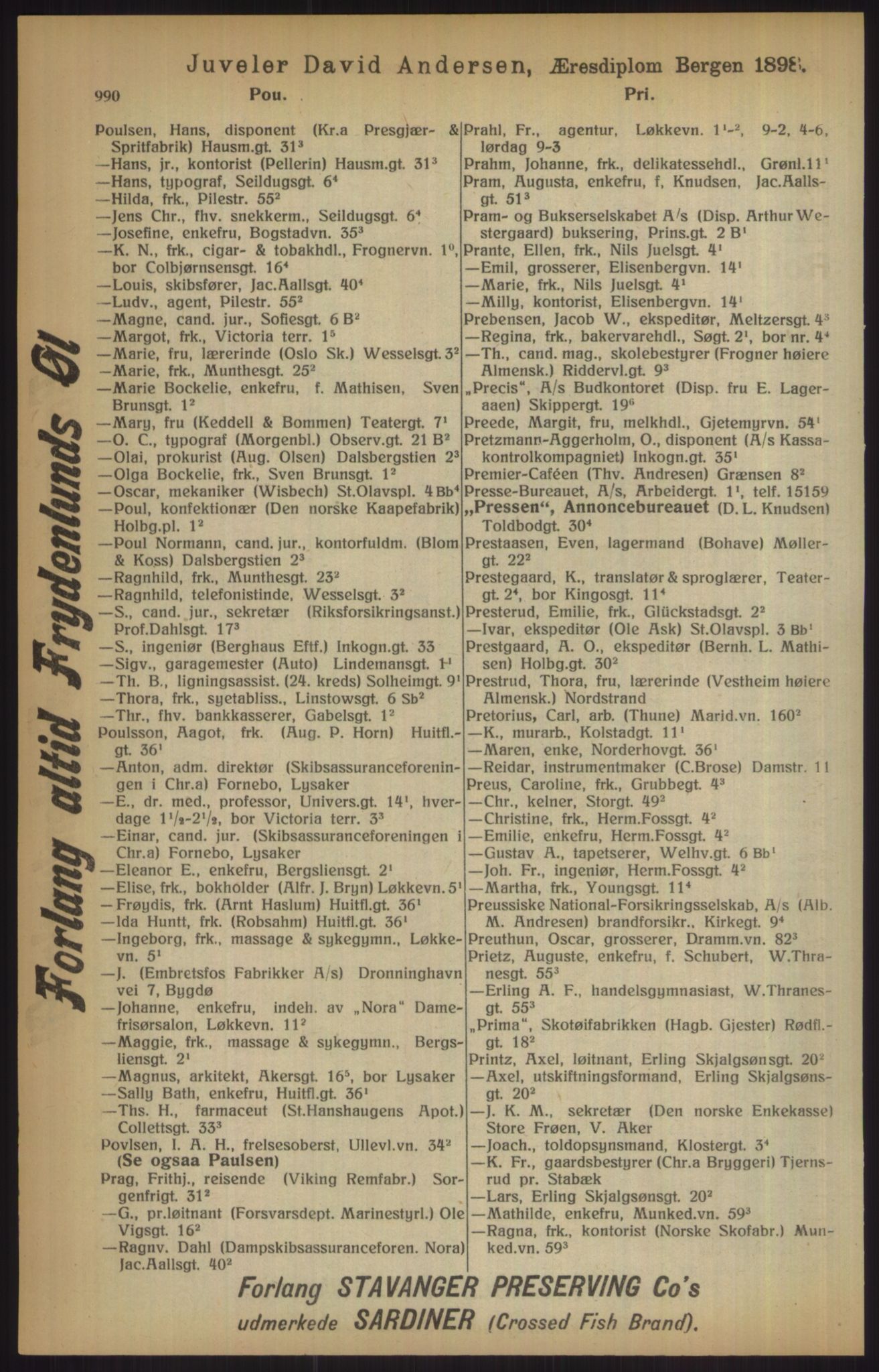 Kristiania/Oslo adressebok, PUBL/-, 1915, s. 990