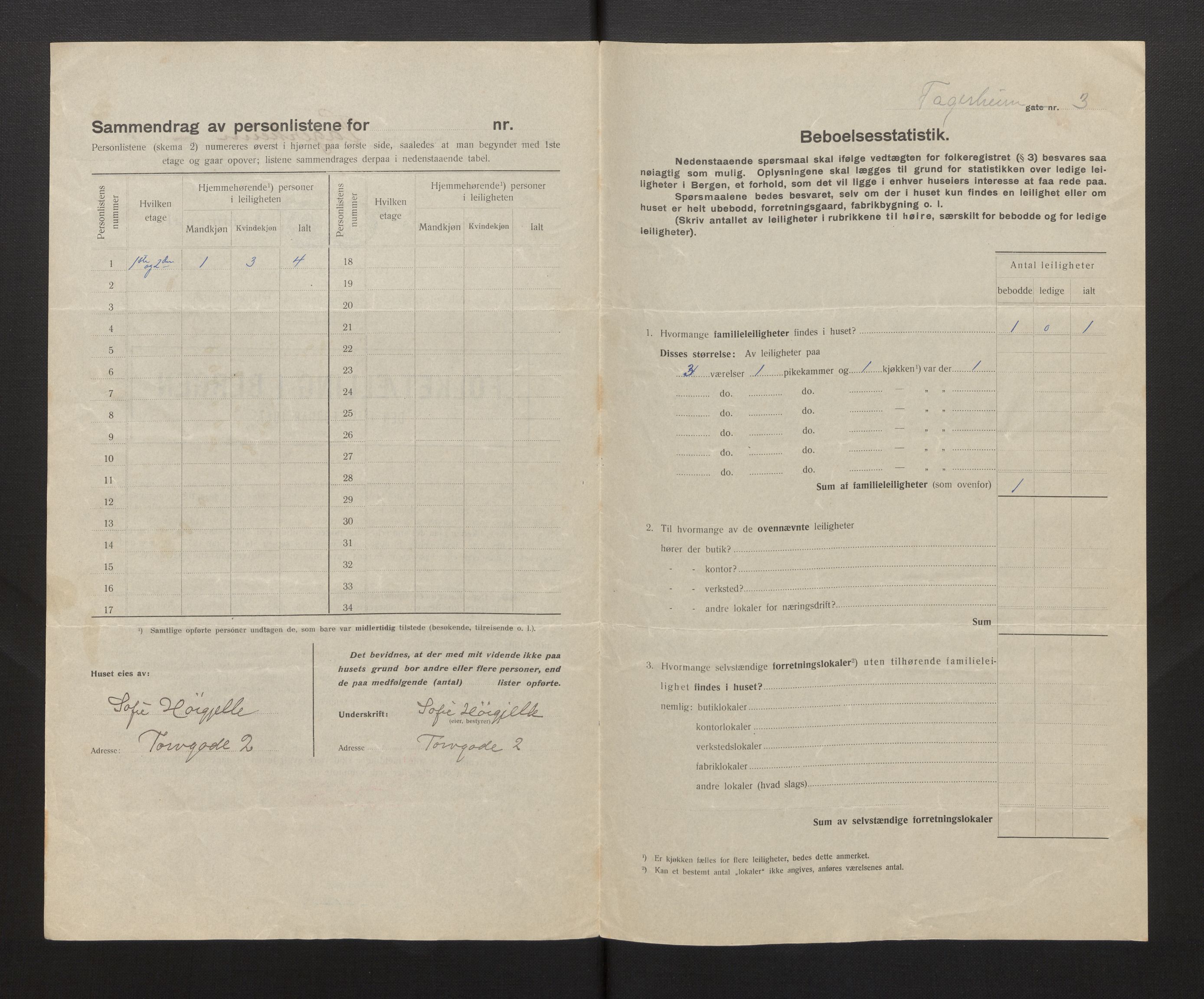 SAB, Kommunal folketelling 1917 for Bergen kjøpstad, 1917, s. 7144