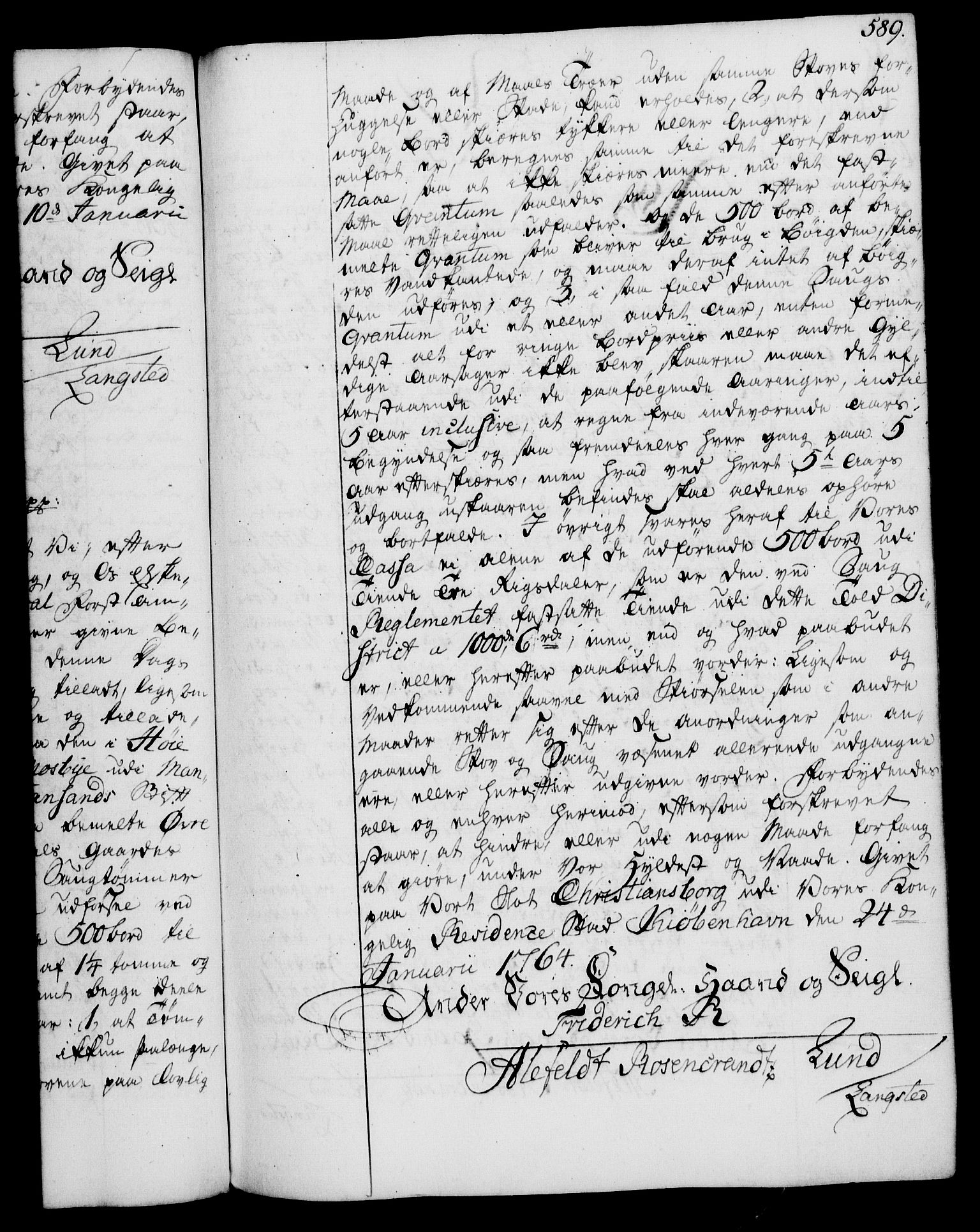 Rentekammeret, Kammerkanselliet, RA/EA-3111/G/Gg/Gga/L0007: Norsk ekspedisjonsprotokoll med register (merket RK 53.7), 1759-1768, s. 589