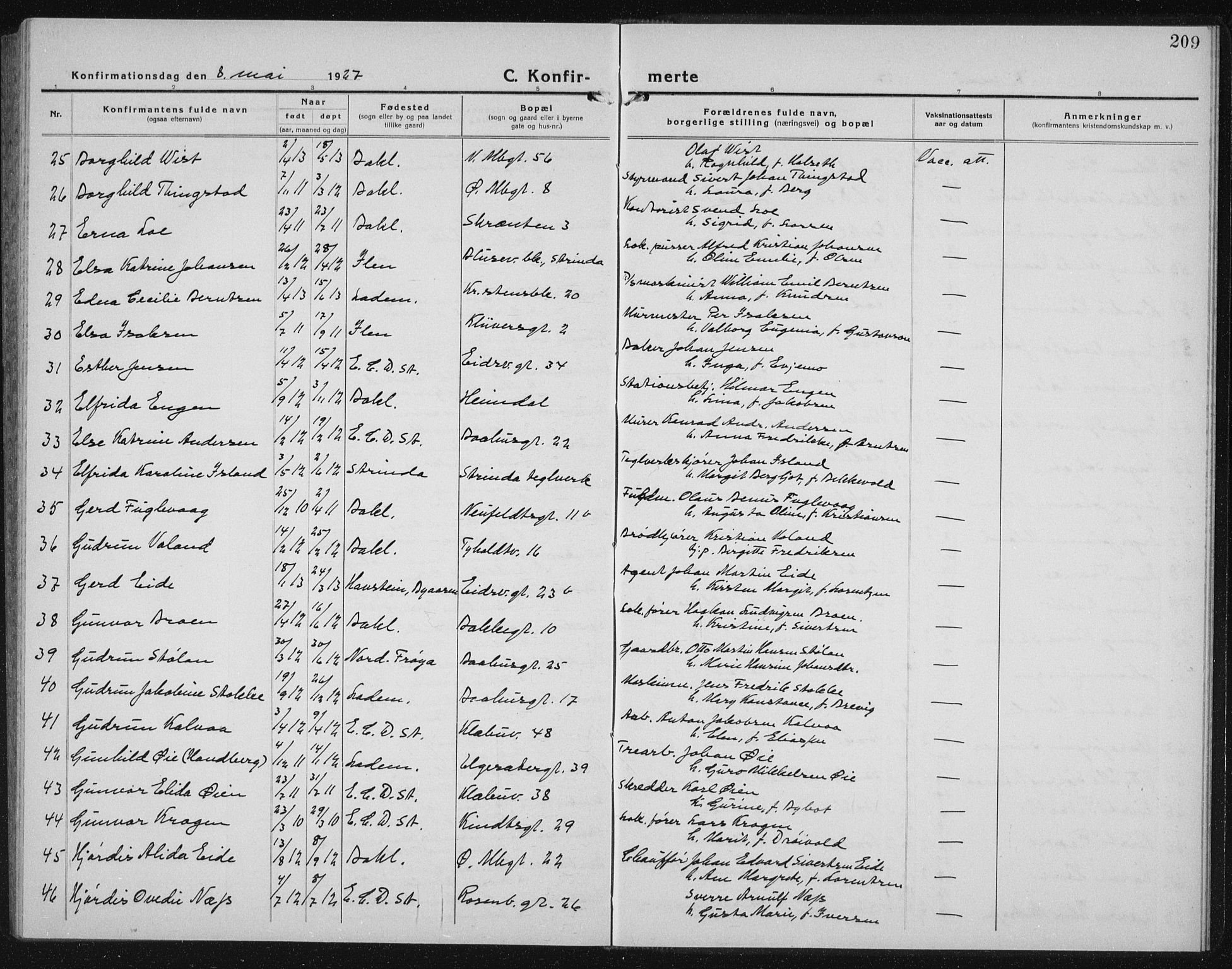 Ministerialprotokoller, klokkerbøker og fødselsregistre - Sør-Trøndelag, AV/SAT-A-1456/604/L0227: Klokkerbok nr. 604C10, 1923-1942, s. 209