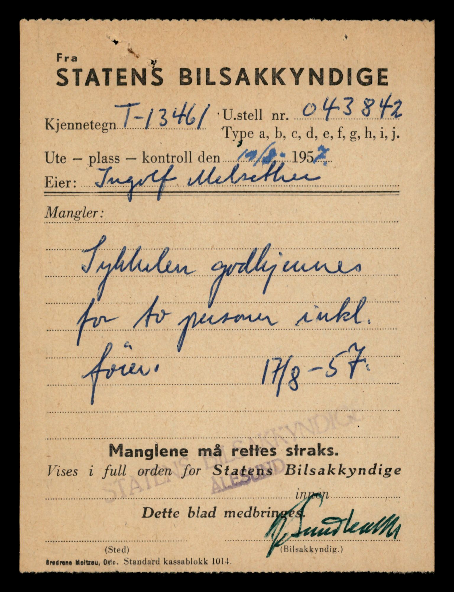 Møre og Romsdal vegkontor - Ålesund trafikkstasjon, AV/SAT-A-4099/F/Fe/L0040: Registreringskort for kjøretøy T 13531 - T 13709, 1927-1998, s. 1284