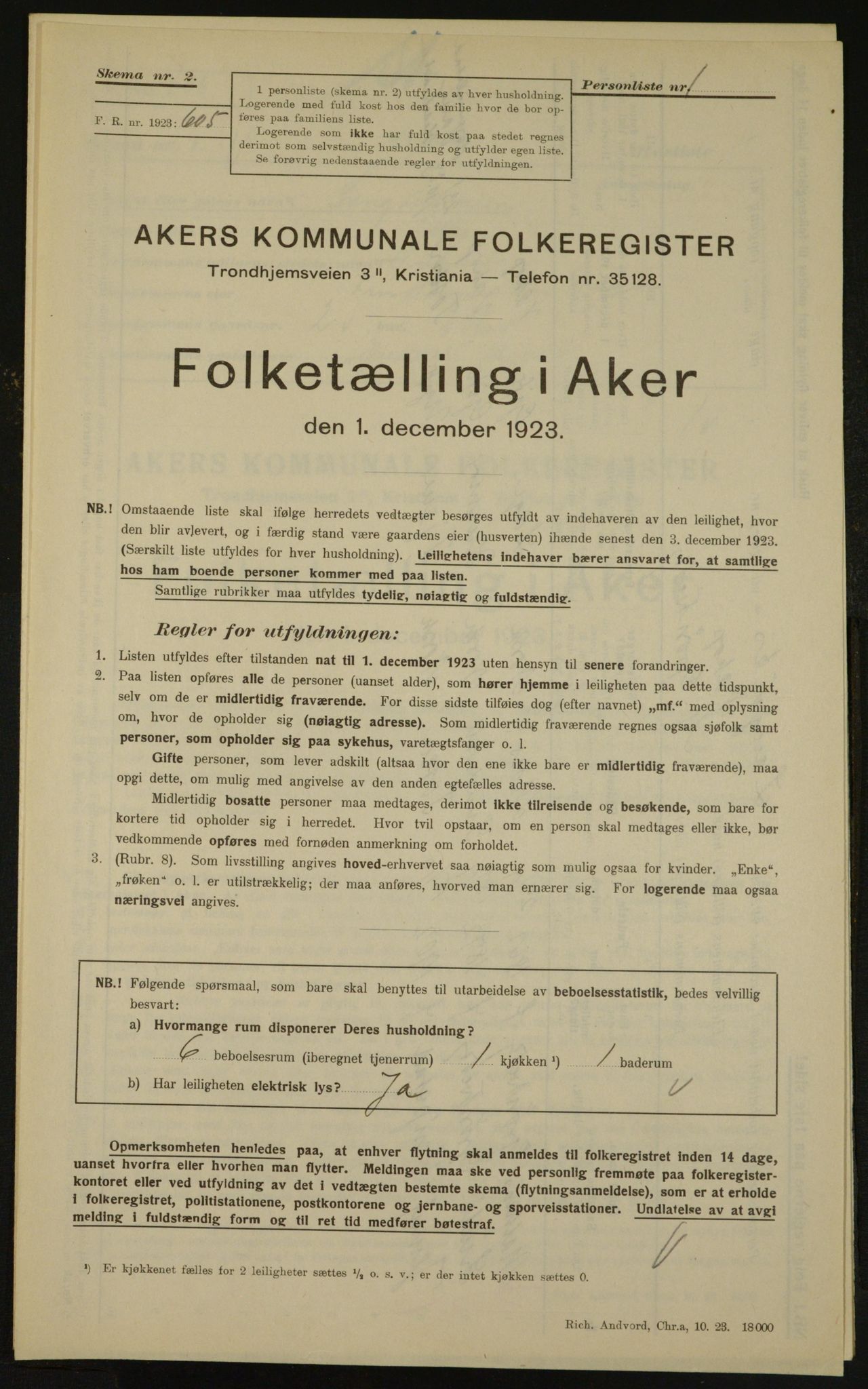 , Kommunal folketelling 1.12.1923 for Aker, 1923, s. 3546