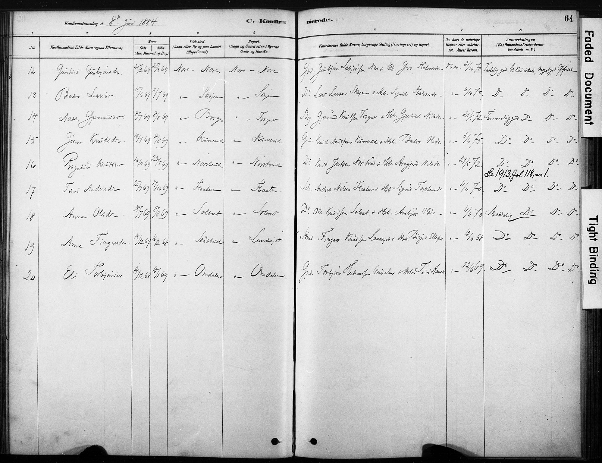 Nore kirkebøker, AV/SAKO-A-238/F/Fb/L0001: Ministerialbok nr. II 1, 1878-1886, s. 64