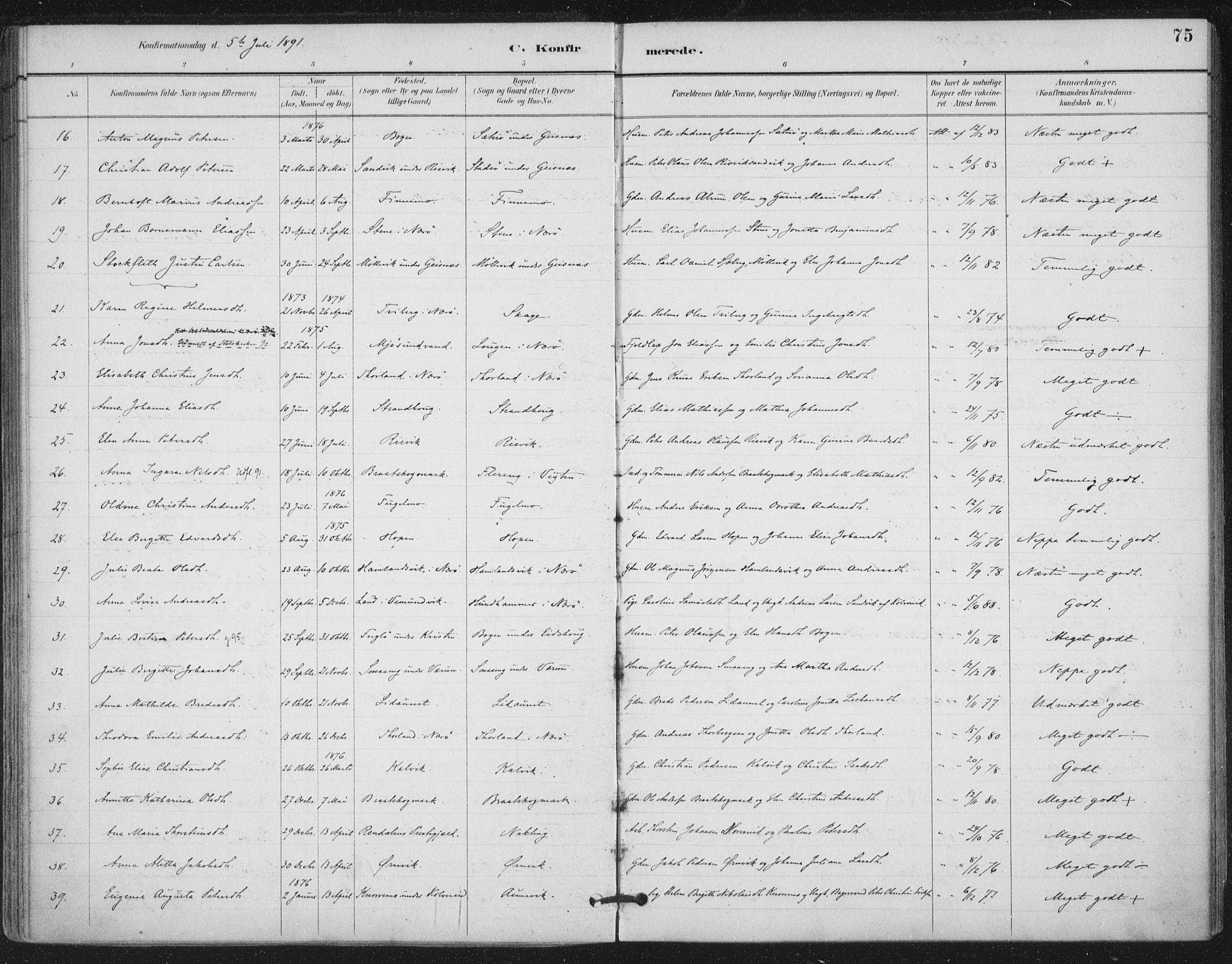 Ministerialprotokoller, klokkerbøker og fødselsregistre - Nord-Trøndelag, AV/SAT-A-1458/780/L0644: Ministerialbok nr. 780A08, 1886-1903, s. 75