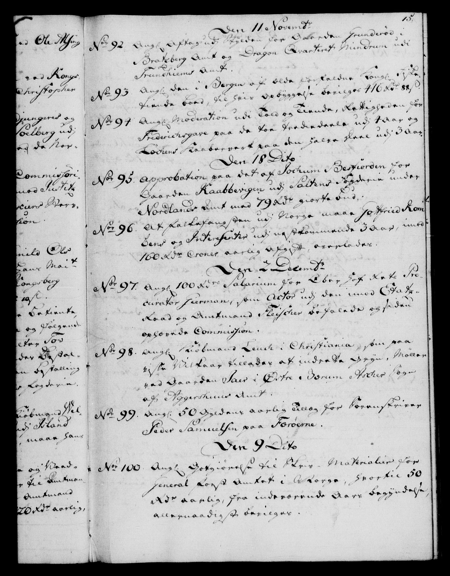 Rentekammeret, Kammerkanselliet, RA/EA-3111/G/Gf/Gfb/L0008: Register til norske relasjons- og resolusjonsprotokoller (merket RK 52.103), 1766-1771, s. 15