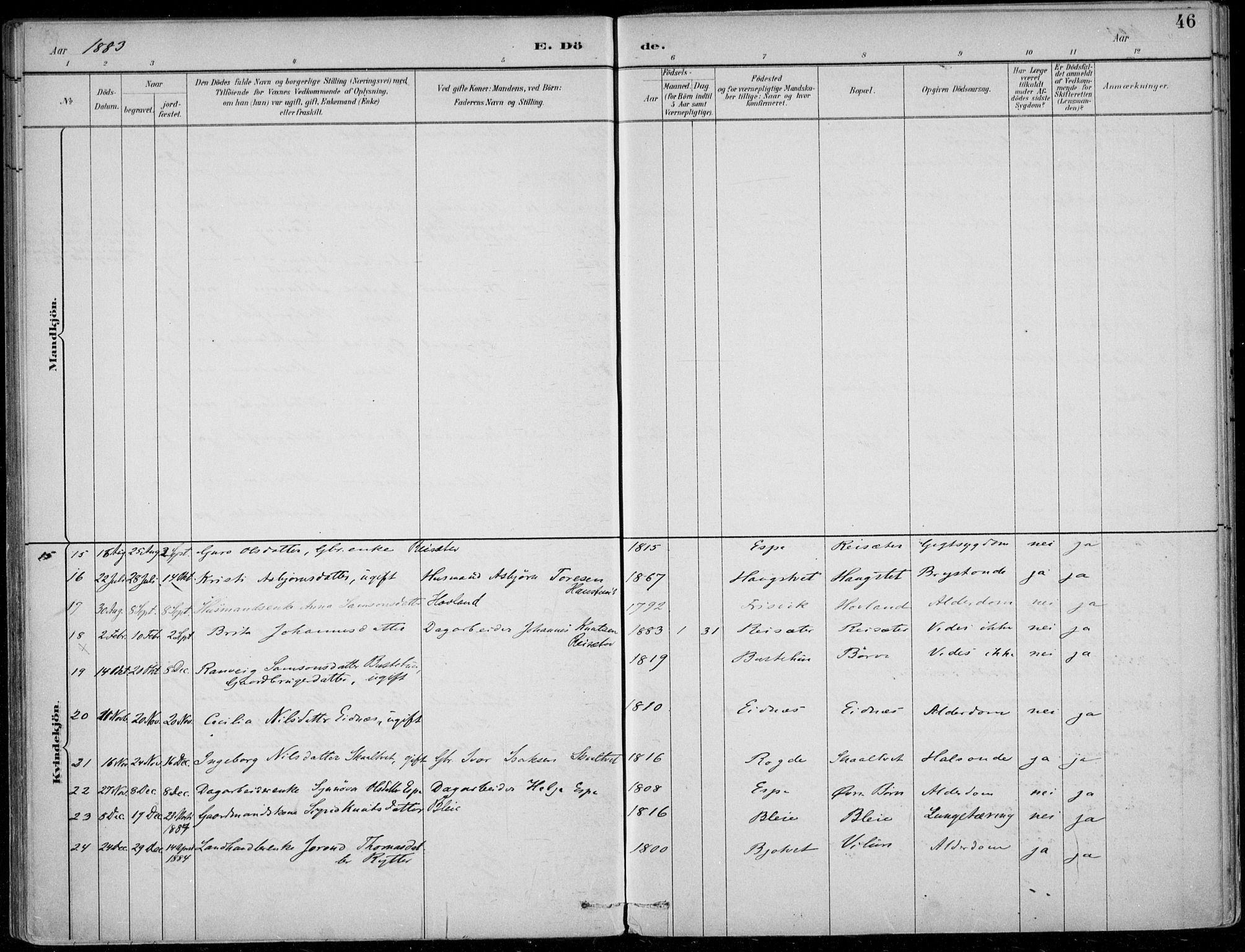 Ullensvang sokneprestembete, AV/SAB-A-78701/H/Haa: Ministerialbok nr. B  3, 1882-1911, s. 46