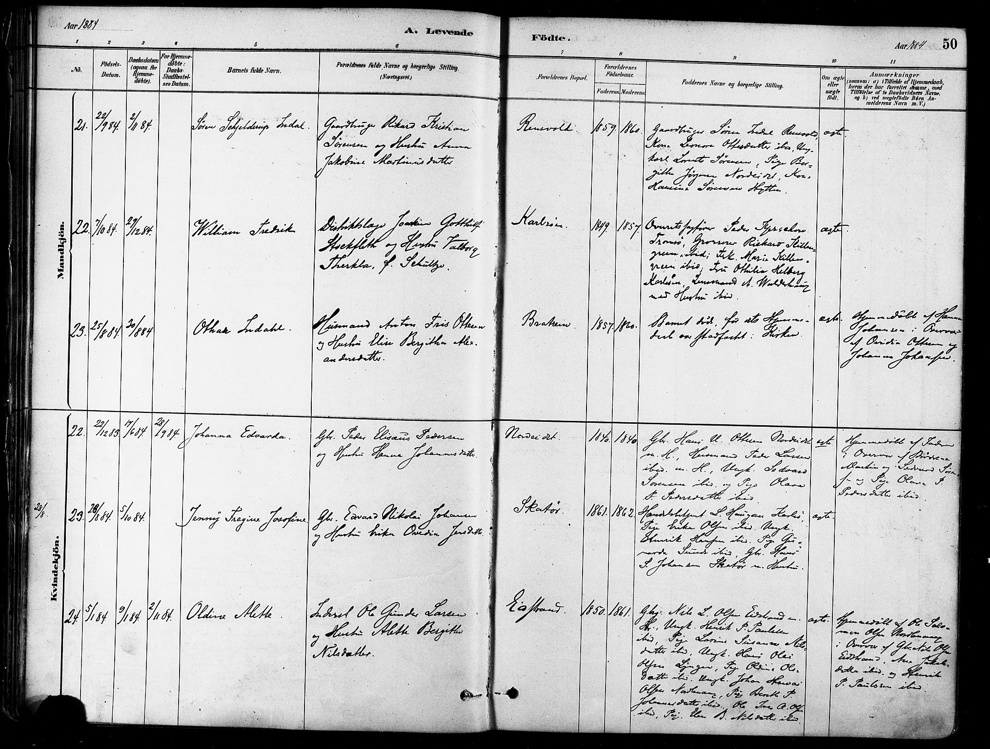 Karlsøy sokneprestembete, AV/SATØ-S-1299/H/Ha/Haa/L0006kirke: Ministerialbok nr. 6, 1879-1890, s. 50