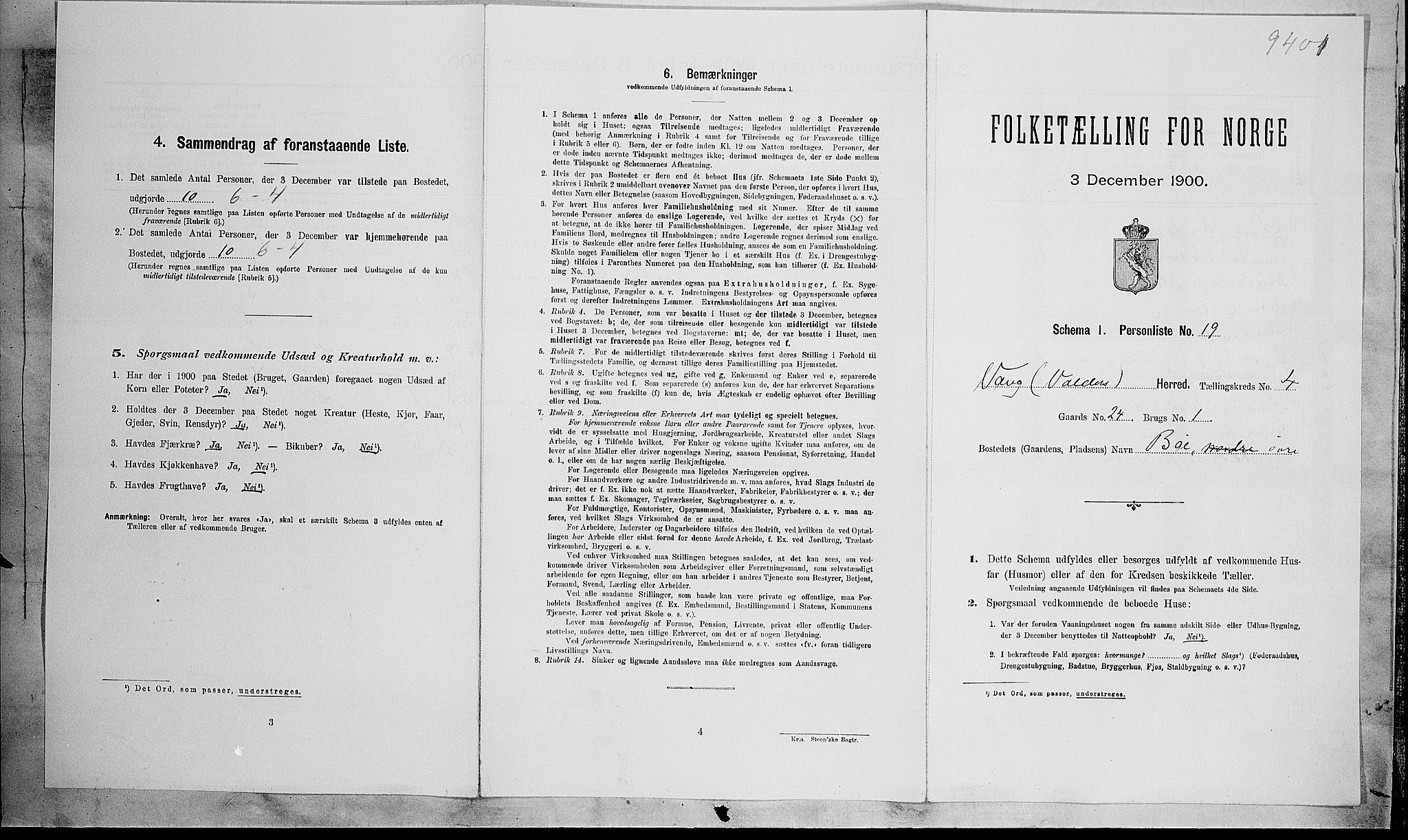 SAH, Folketelling 1900 for 0545 Vang herred, 1900, s. 207