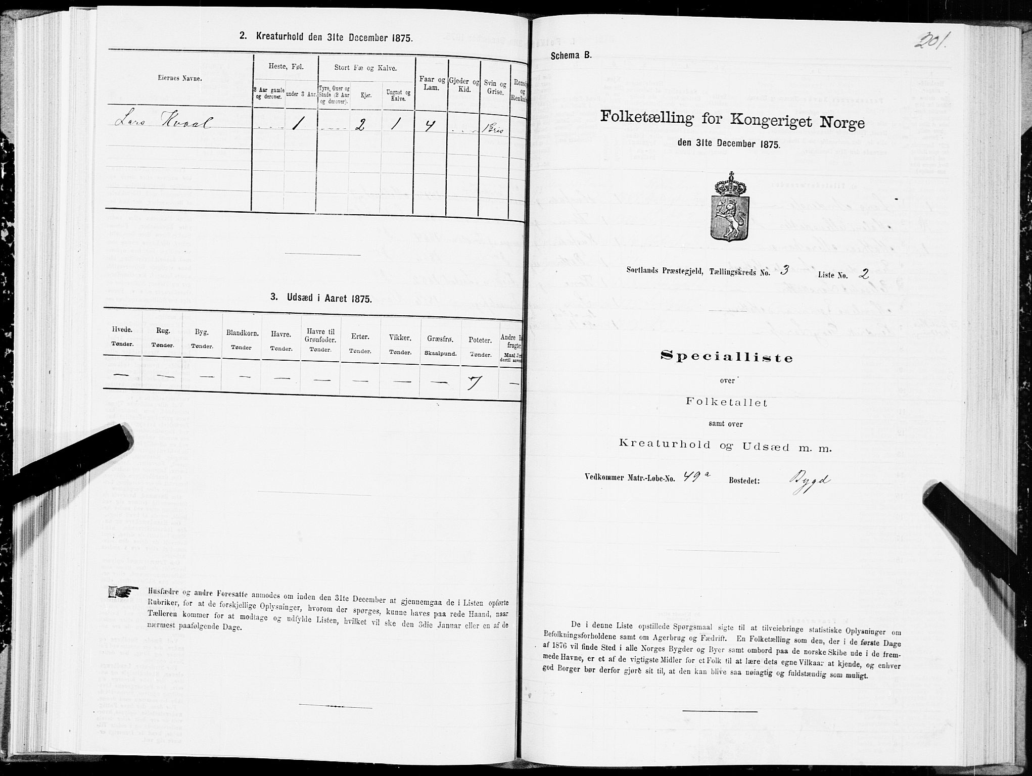 SAT, Folketelling 1875 for 1870P Sortland prestegjeld, 1875, s. 2201