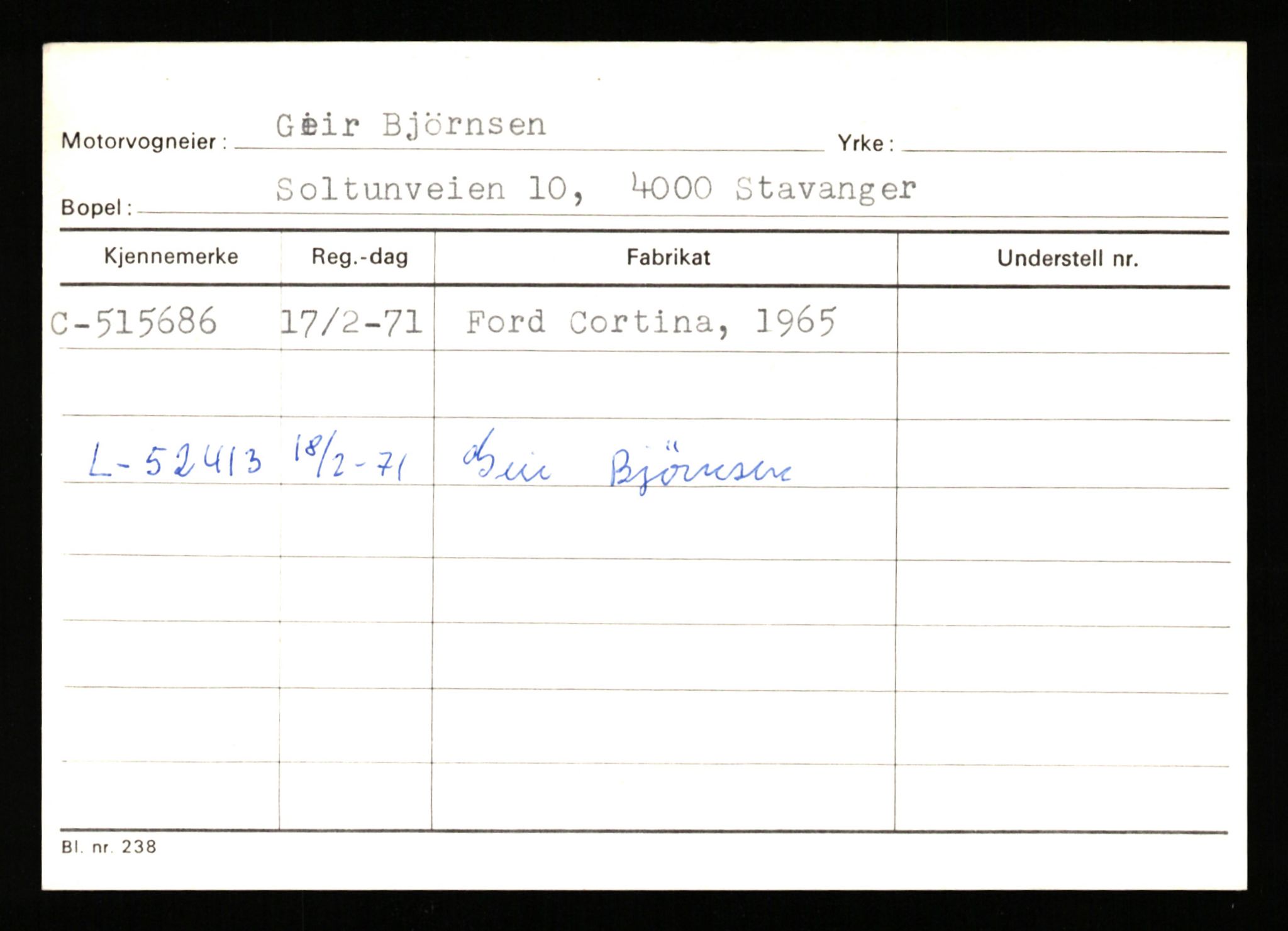 Stavanger trafikkstasjon, SAST/A-101942/0/G/L0012: Registreringsnummer: 363571 - 800000, 1930-1971, s. 847