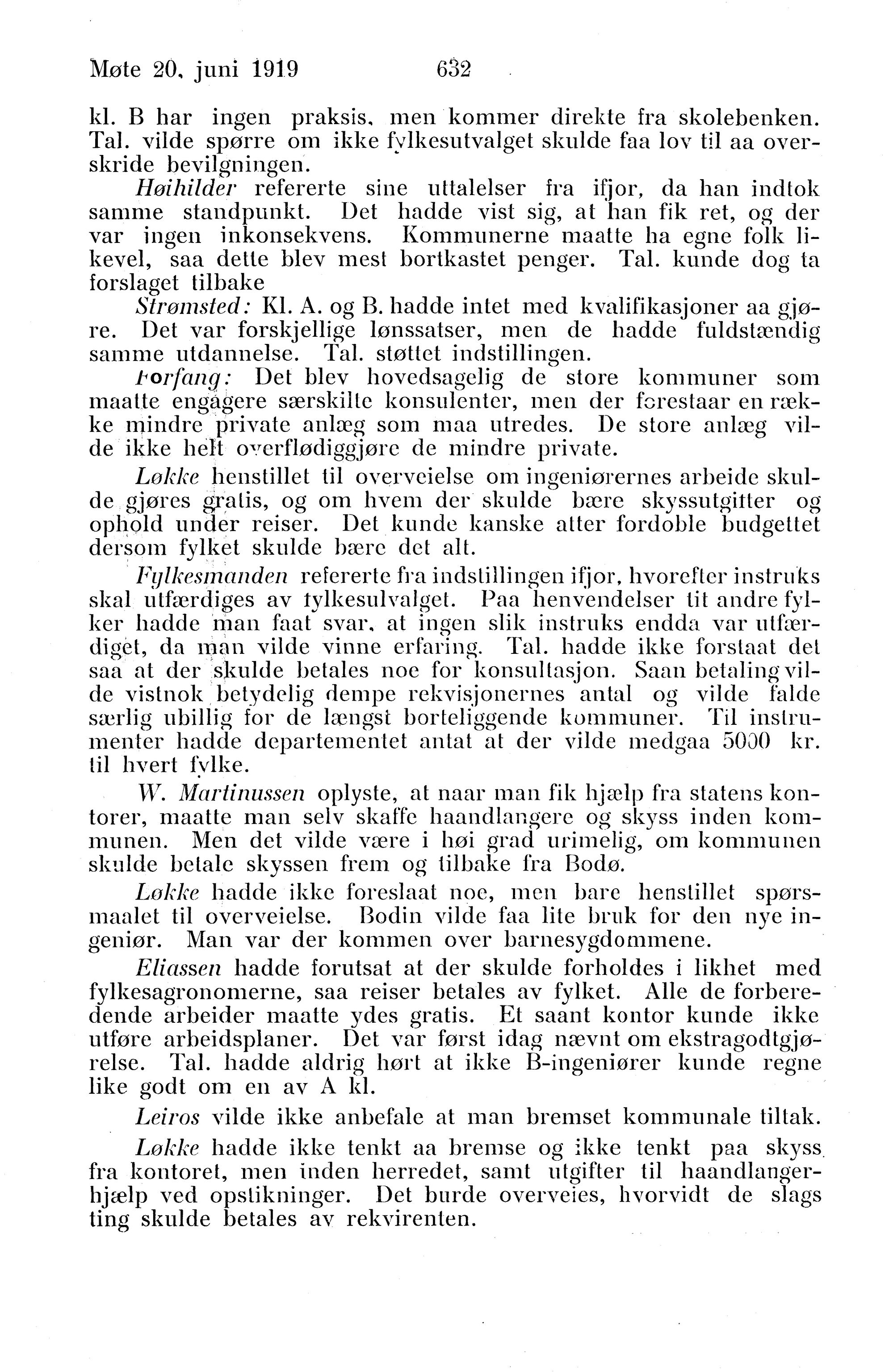 Nordland Fylkeskommune. Fylkestinget, AIN/NFK-17/176/A/Ac/L0042: Fylkestingsforhandlinger 1919, 1919