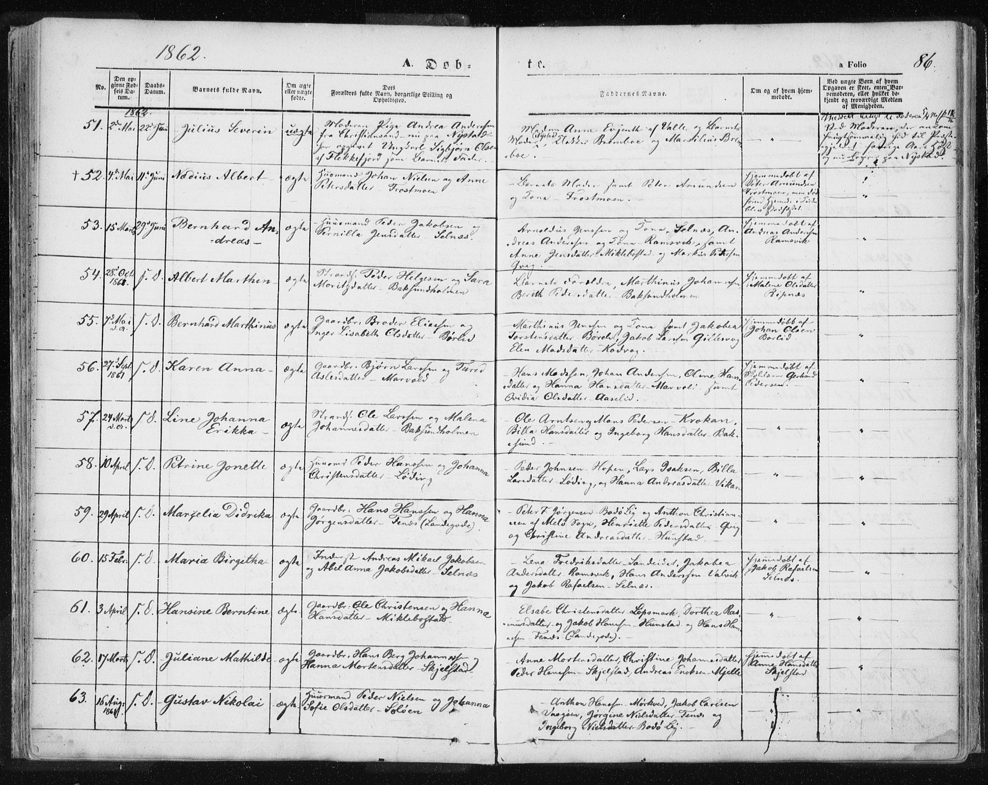 Ministerialprotokoller, klokkerbøker og fødselsregistre - Nordland, AV/SAT-A-1459/801/L0007: Ministerialbok nr. 801A07, 1845-1863, s. 86