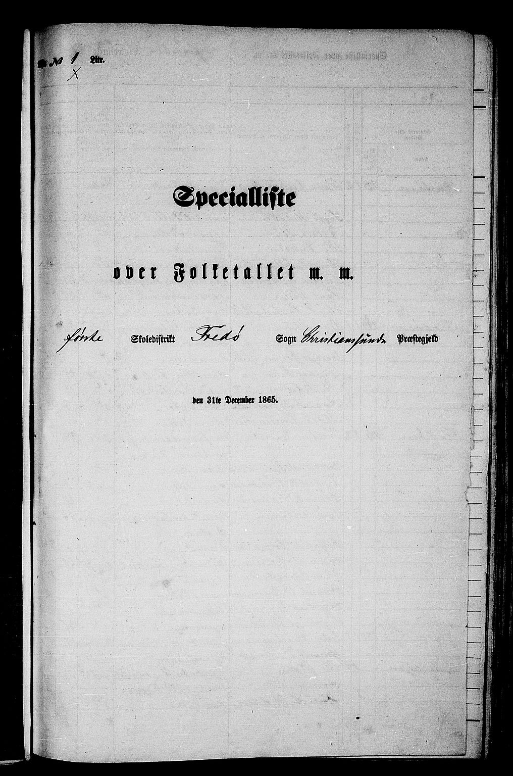 RA, Folketelling 1865 for 1556L Kristiansund prestegjeld, Frei sokn og Grip sokn, 1865, s. 3