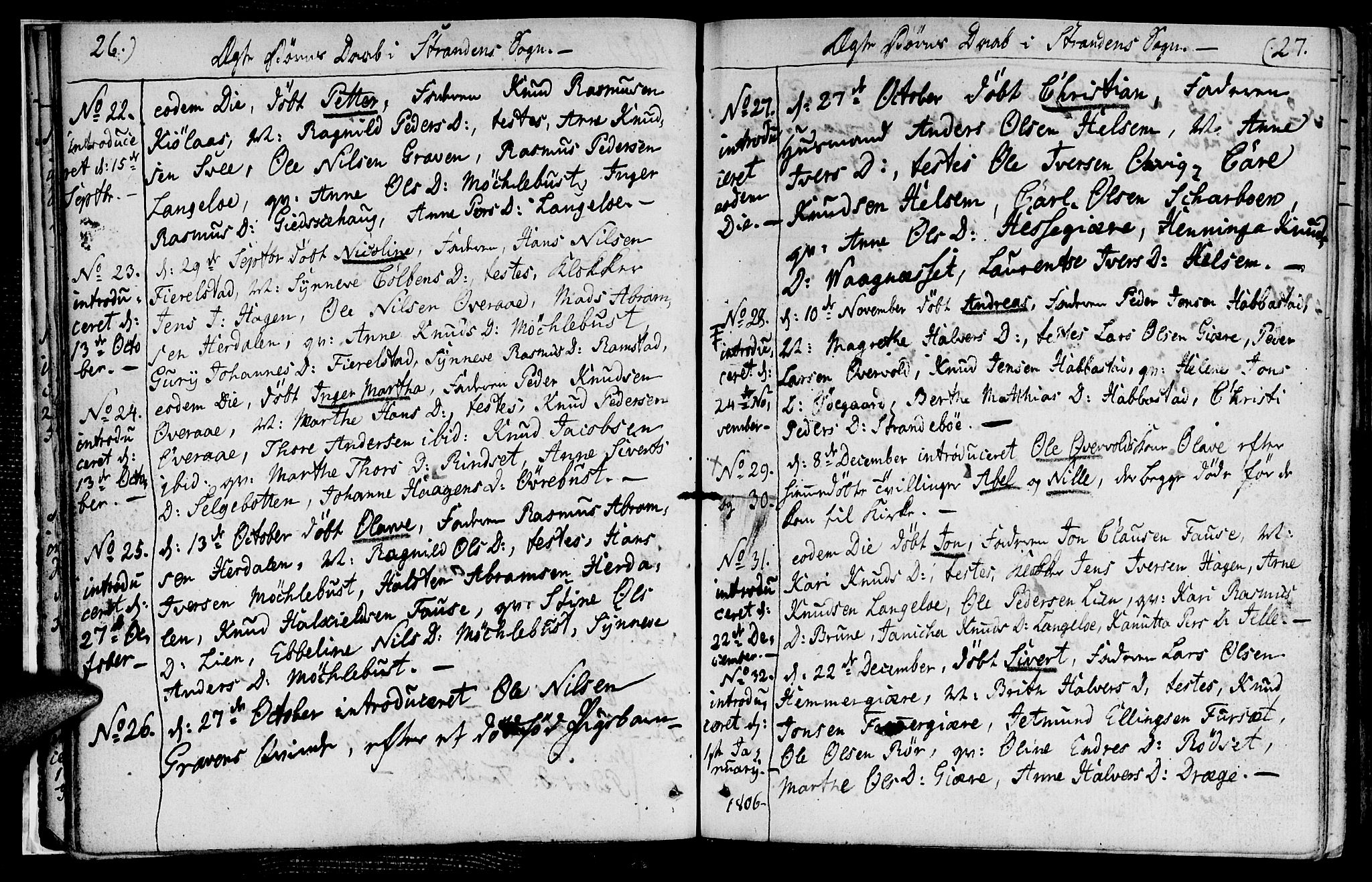 Ministerialprotokoller, klokkerbøker og fødselsregistre - Møre og Romsdal, AV/SAT-A-1454/520/L0272: Ministerialbok nr. 520A02, 1802-1827, s. 26-27