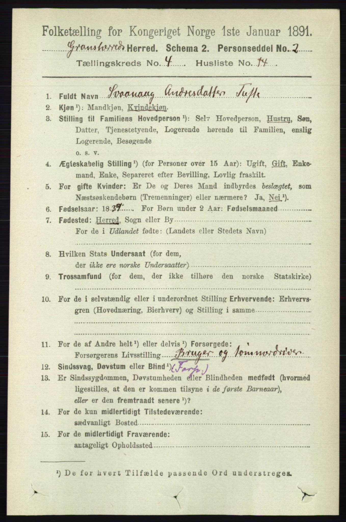 RA, Folketelling 1891 for 0824 Gransherad herred, 1891, s. 779