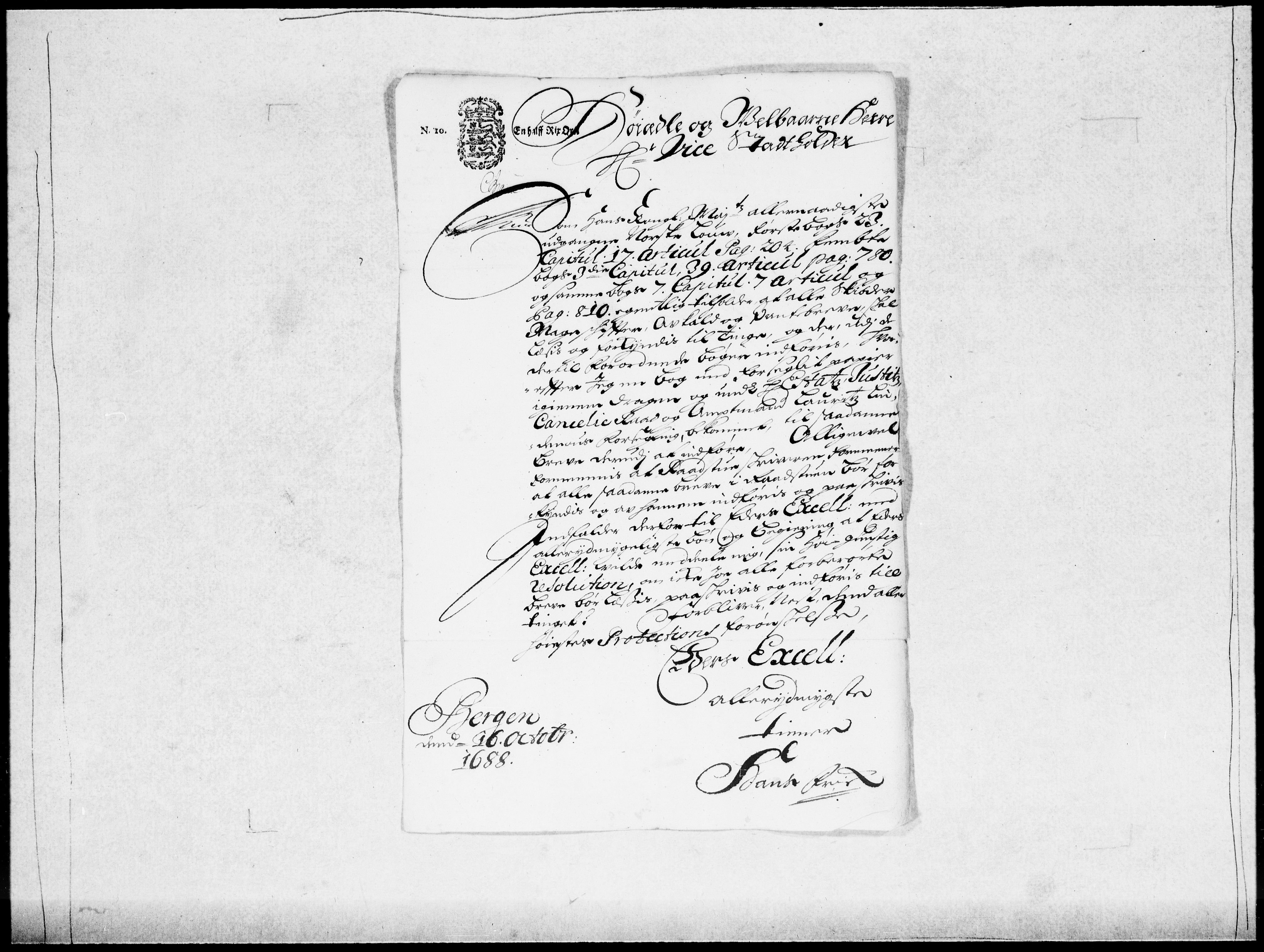 Danske Kanselli 1572-1799, AV/RA-EA-3023/F/Fc/Fcc/Fcca/L0042: Norske innlegg 1572-1799, 1688-1689, s. 456