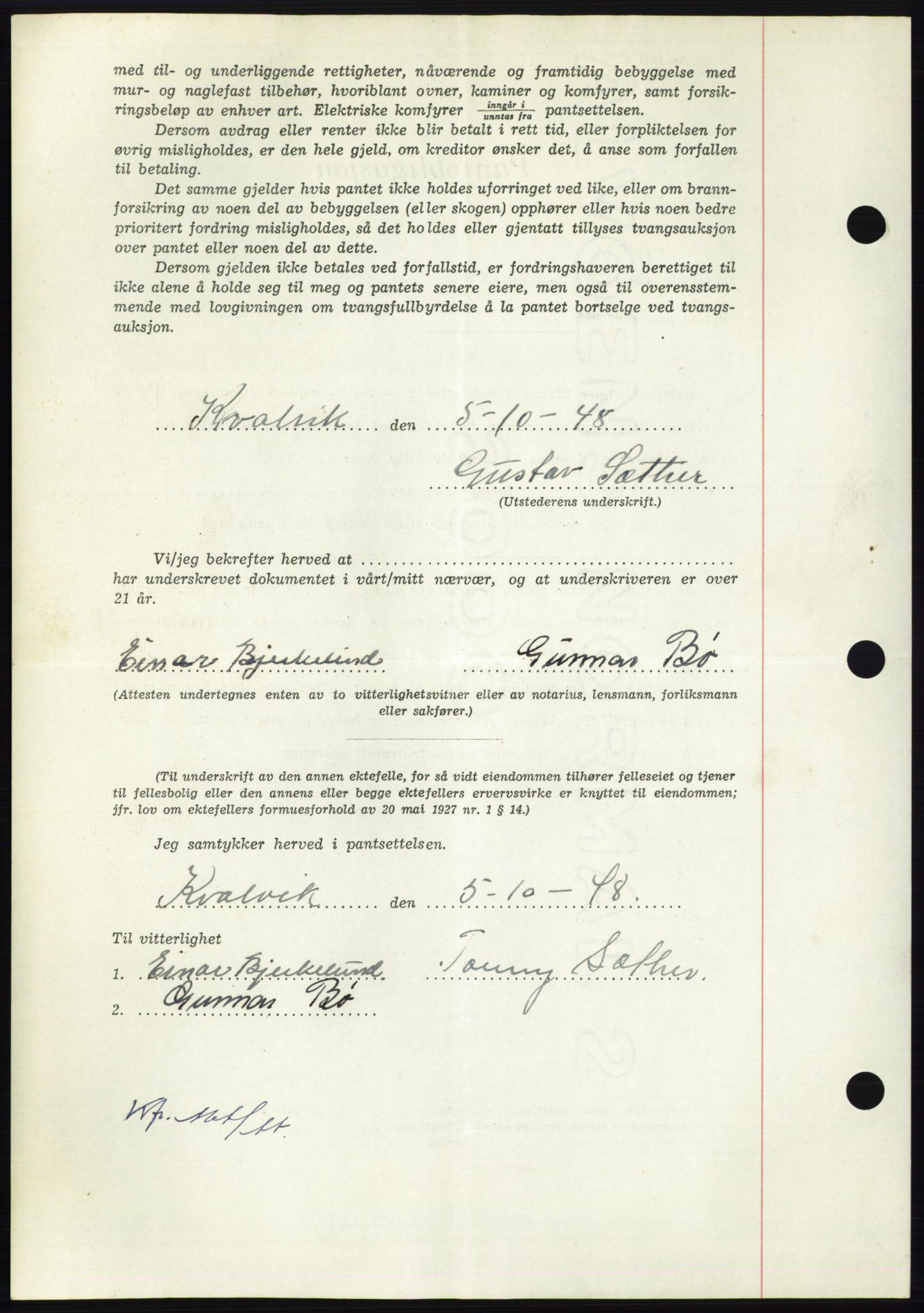 Nordmøre sorenskriveri, AV/SAT-A-4132/1/2/2Ca: Pantebok nr. B99, 1948-1948, Dagboknr: 2852/1948