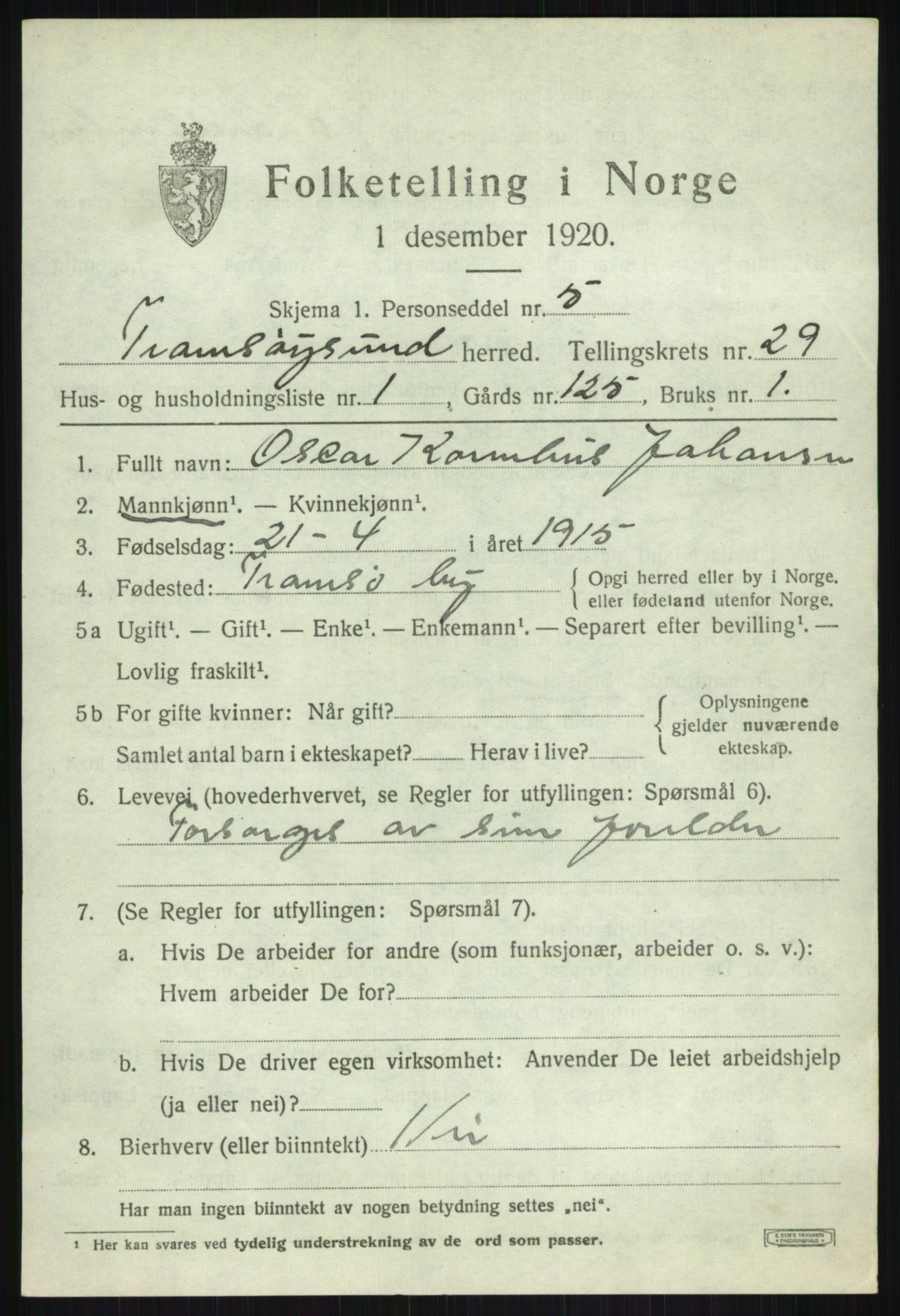 SATØ, Folketelling 1920 for 1934 Tromsøysund herred, 1920, s. 13238