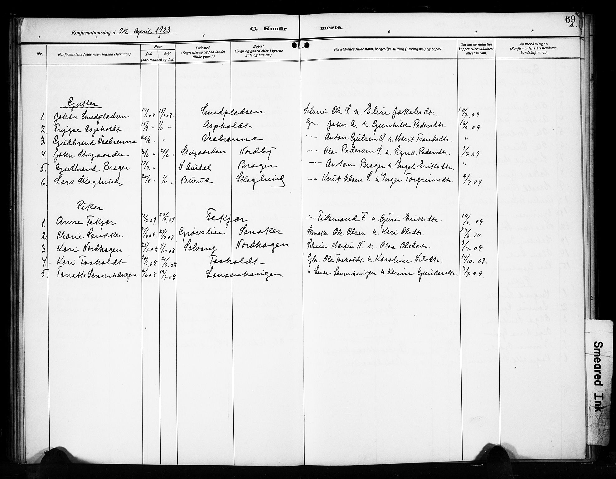 Sør-Aurdal prestekontor, AV/SAH-PREST-128/H/Ha/Hab/L0017: Klokkerbok nr. 17, 1894-1923, s. 69